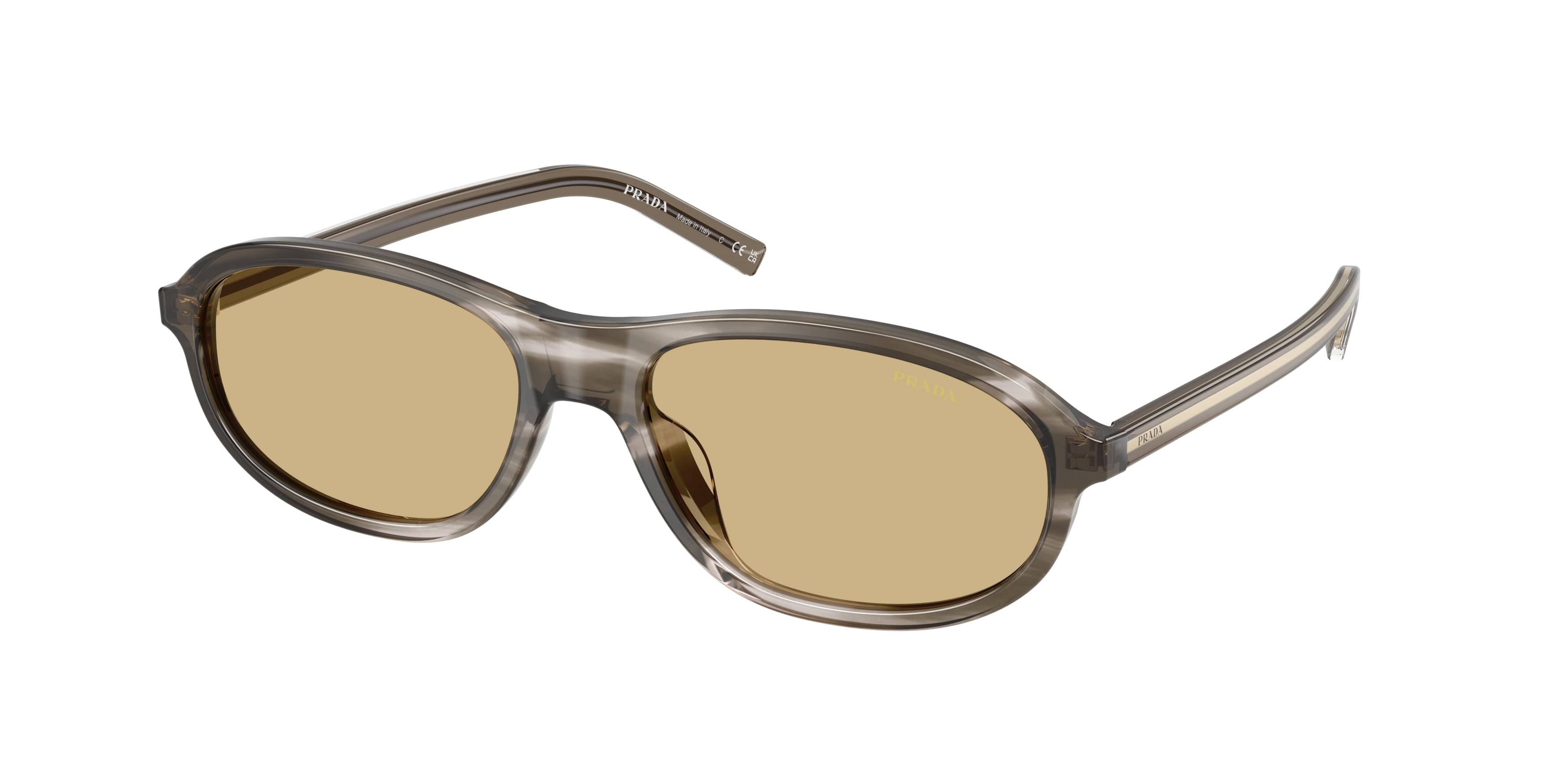 Prada Donna Prada PR D20SU 26O10R Occhiali da sole Acetato Nero Giallo Rotonda Normale