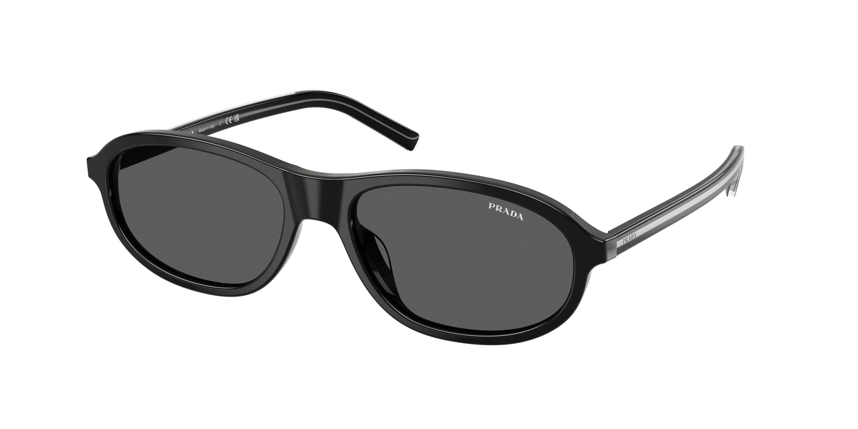 Prada Donna Prada PR D20SU 29O20Z Occhiali da sole Acetato Nero Grigio Rotonda Normale