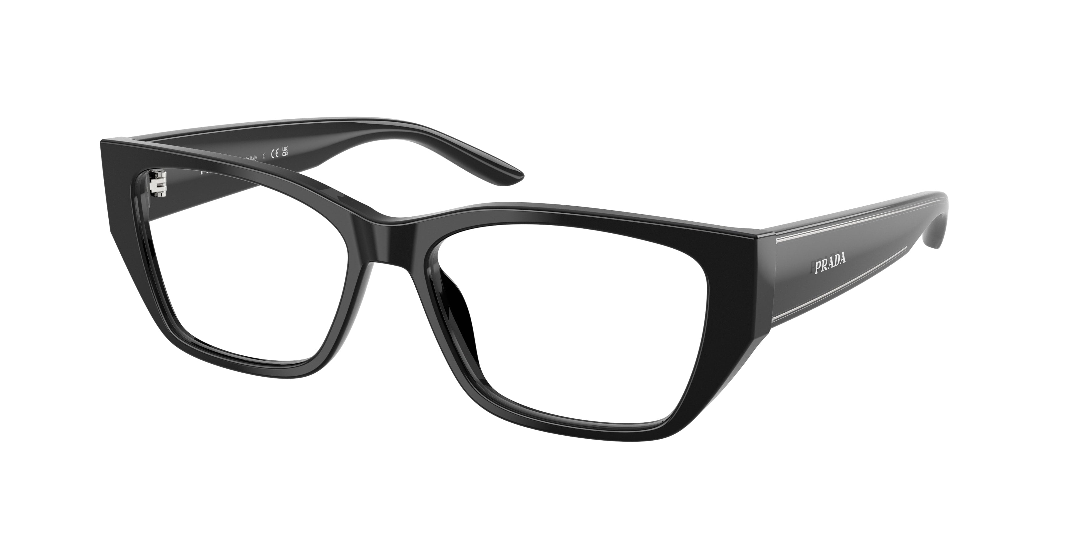 Prada Donna Prada PR D20V 16K1O1 Montature da vista Acetato Nero Trasparente Squadrata Normale