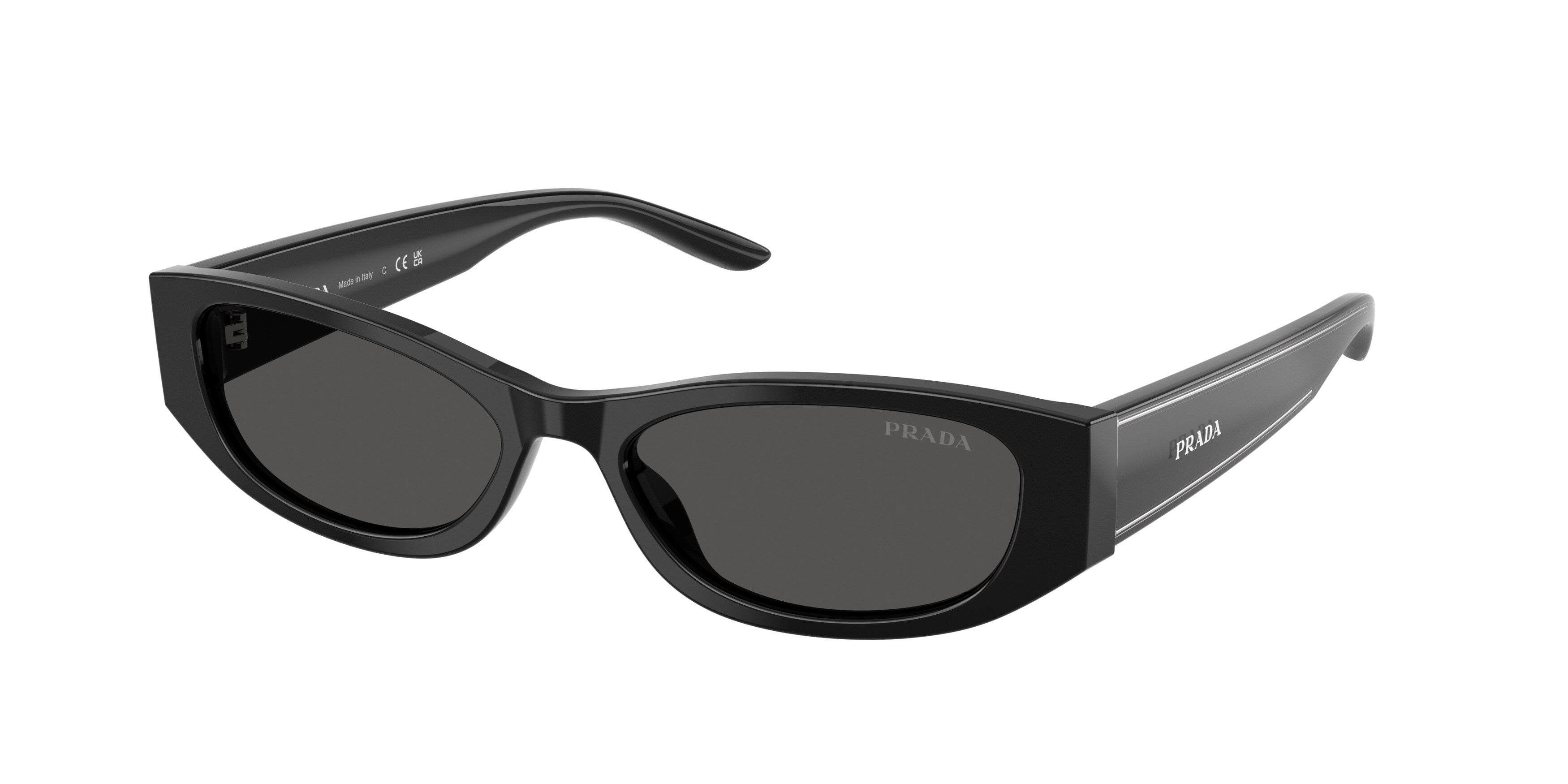 Prada Donna Prada PR D22S 16K08Z Occhiali da sole Acetato Nero Grigio Squadrata Normale Prada Donna Prada PR D22S 16K08Z Occhiali da sole Acetato Nero Grigio Squadrata Normale