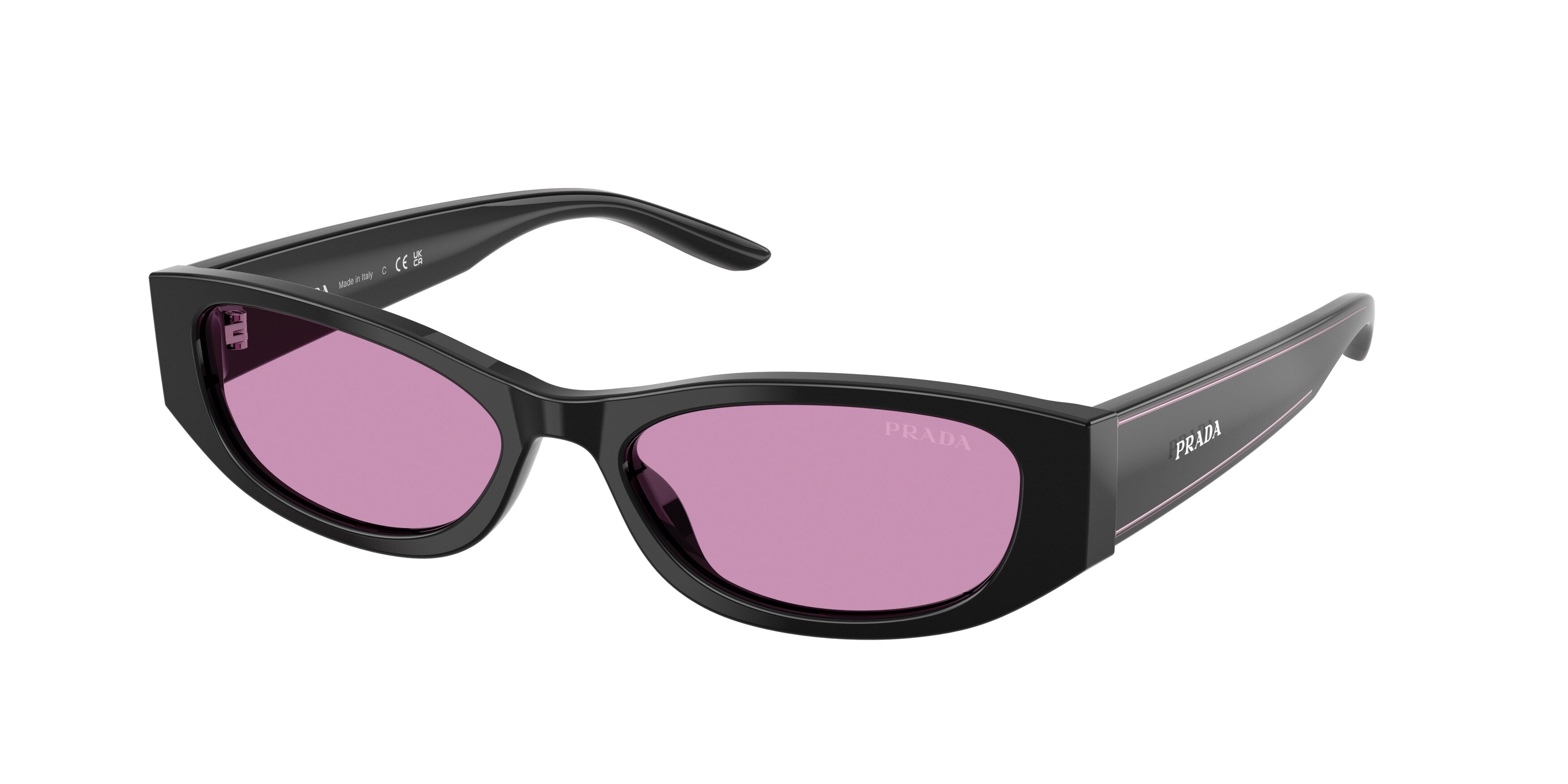 Prada Donna Prada PR D22S 16K30G Occhiali da sole Acetato Nero Viola Squadrata Normale