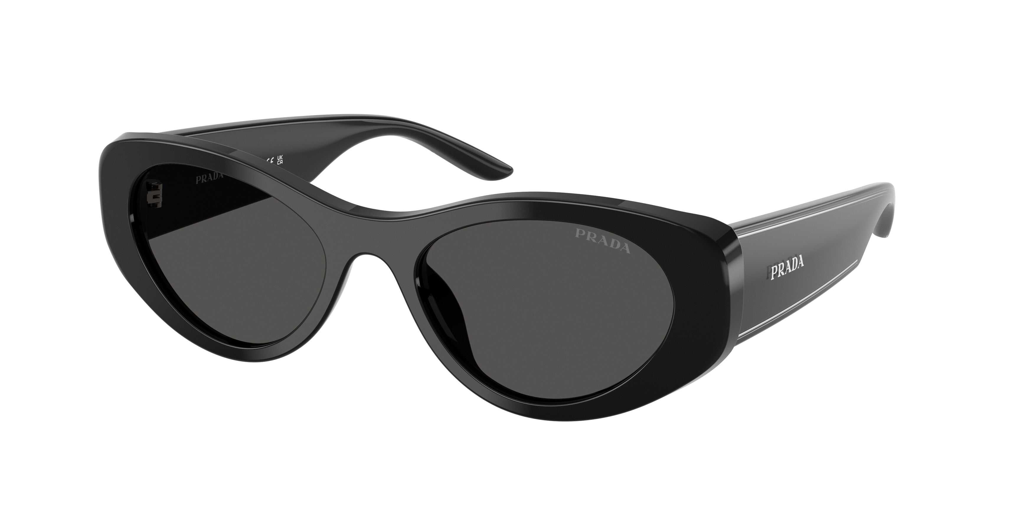 Prada Donna Prada PR D23SU 16K08Z Occhiali da sole Acetato Nero Grigio Rotonda Normale