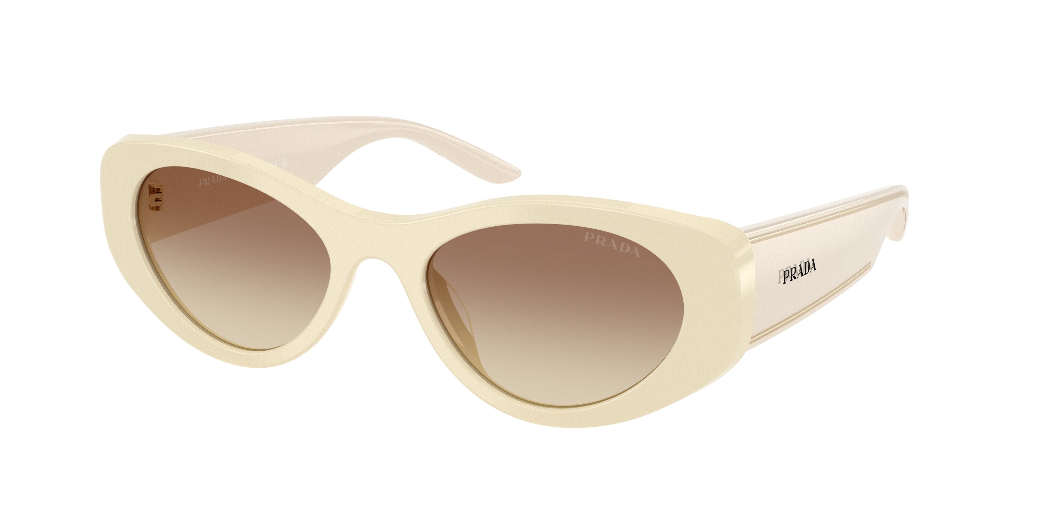 Prada Donna Prada PR D23SU 21D61B Occhiali da sole Acetato Bianco Marrone Rotonda Normale Sfumato Prada Donna Prada PR D23SU 21D61B Occhiali da sole Acetato Bianco Marrone Rotonda Normale Sfumato