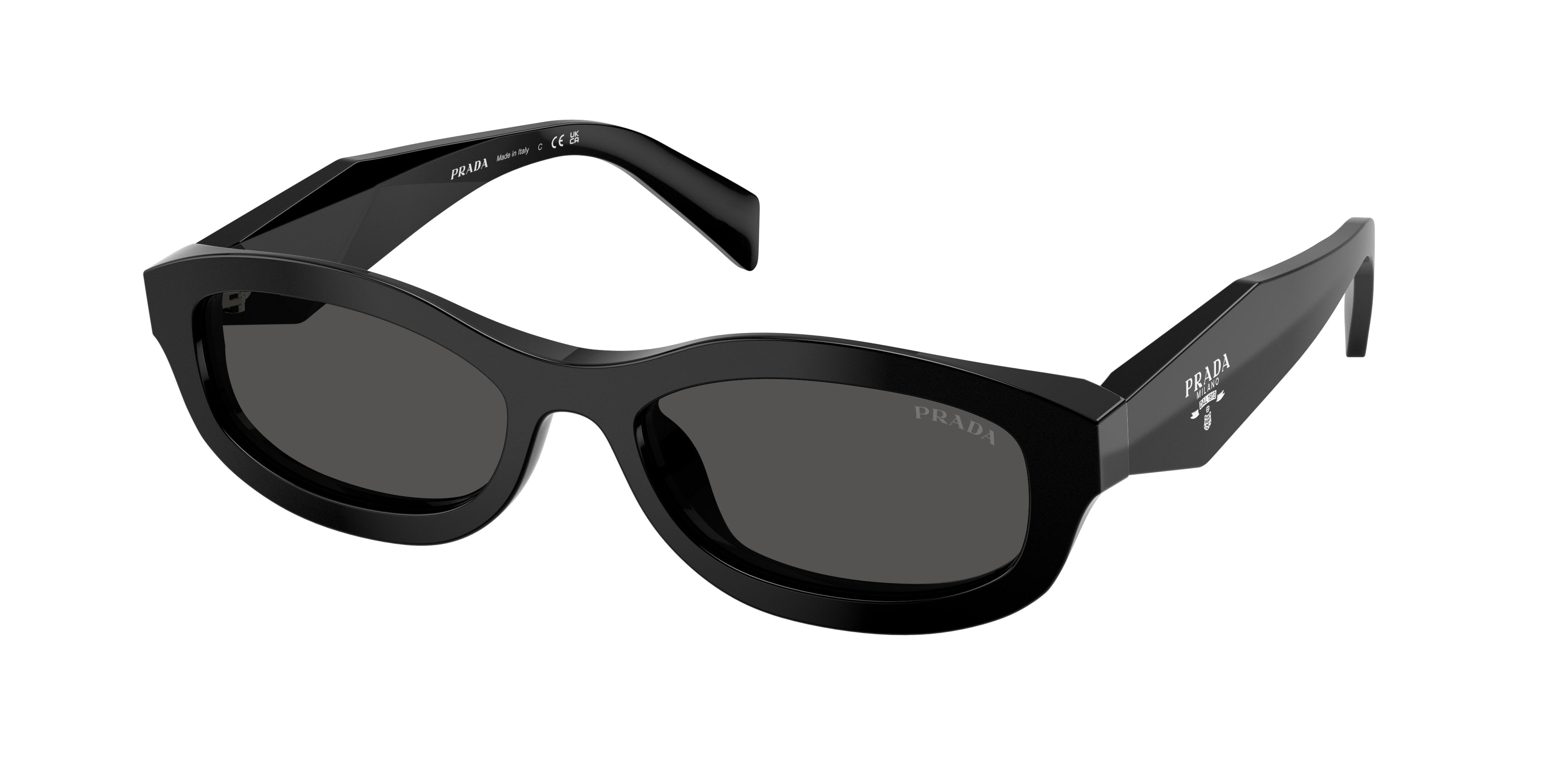 Prada Donna Prada PR D24S 16K08Z Occhiali da sole Acetato Nero Grigio Pillow Normale