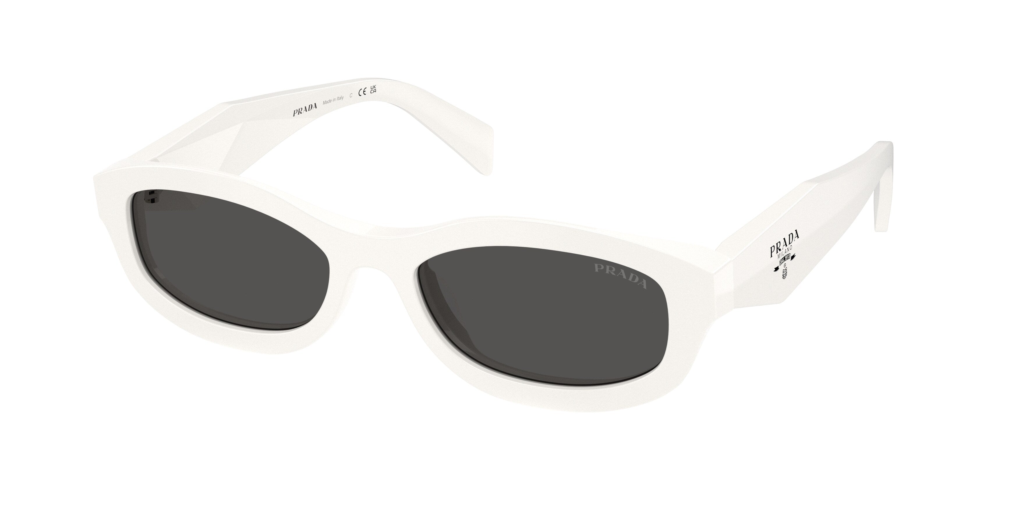 Prada Donna Prada PR D24S 17K08Z Occhiali da sole Acetato Bianco Grigio Pillow Normale Prada Donna Prada PR D24S 17K08Z Occhiali da sole Acetato Bianco Grigio Pillow Normale