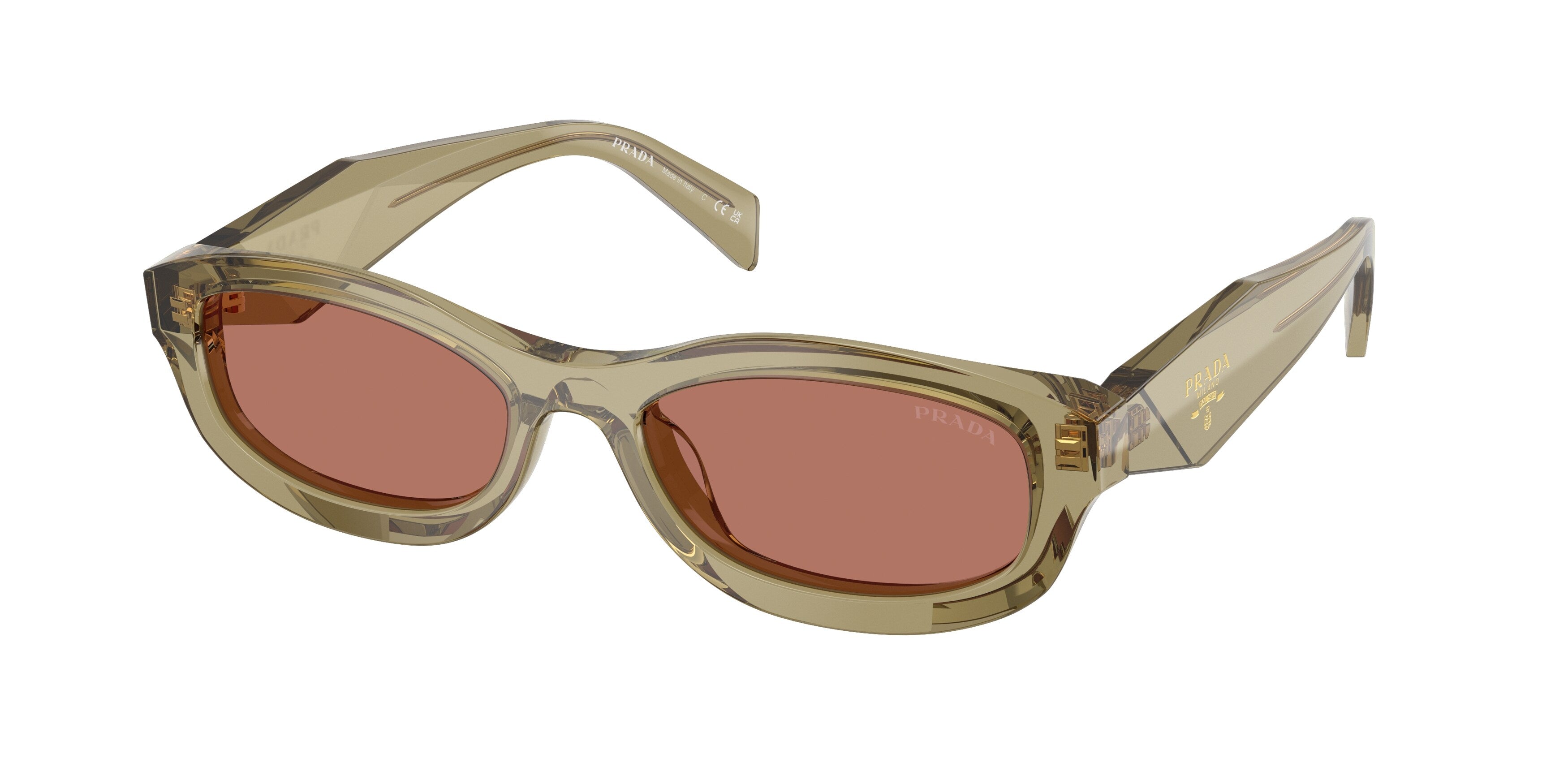 Prada Donna Prada PR D24S 27O80W Occhiali da sole Acetato Verde Bordeaux Pillow Normale