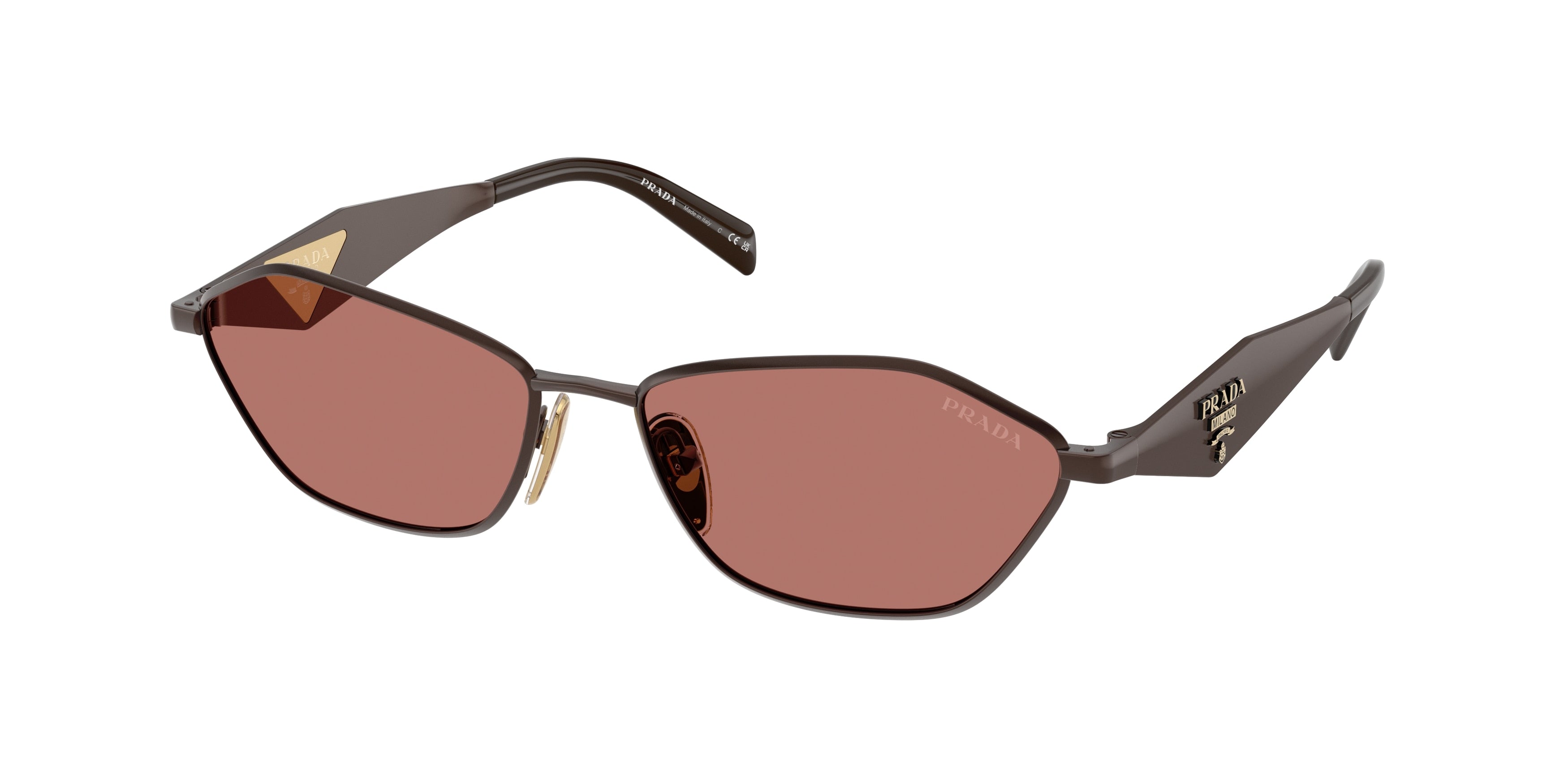 Prada Donna Prada PR D50S 22J80W Occhiali da sole Metallo Marrone Bordeaux Geometrica Normale Prada Donna Prada PR D50S 22J80W Occhiali da sole Metallo Marrone Bordeaux Geometrica Normale
