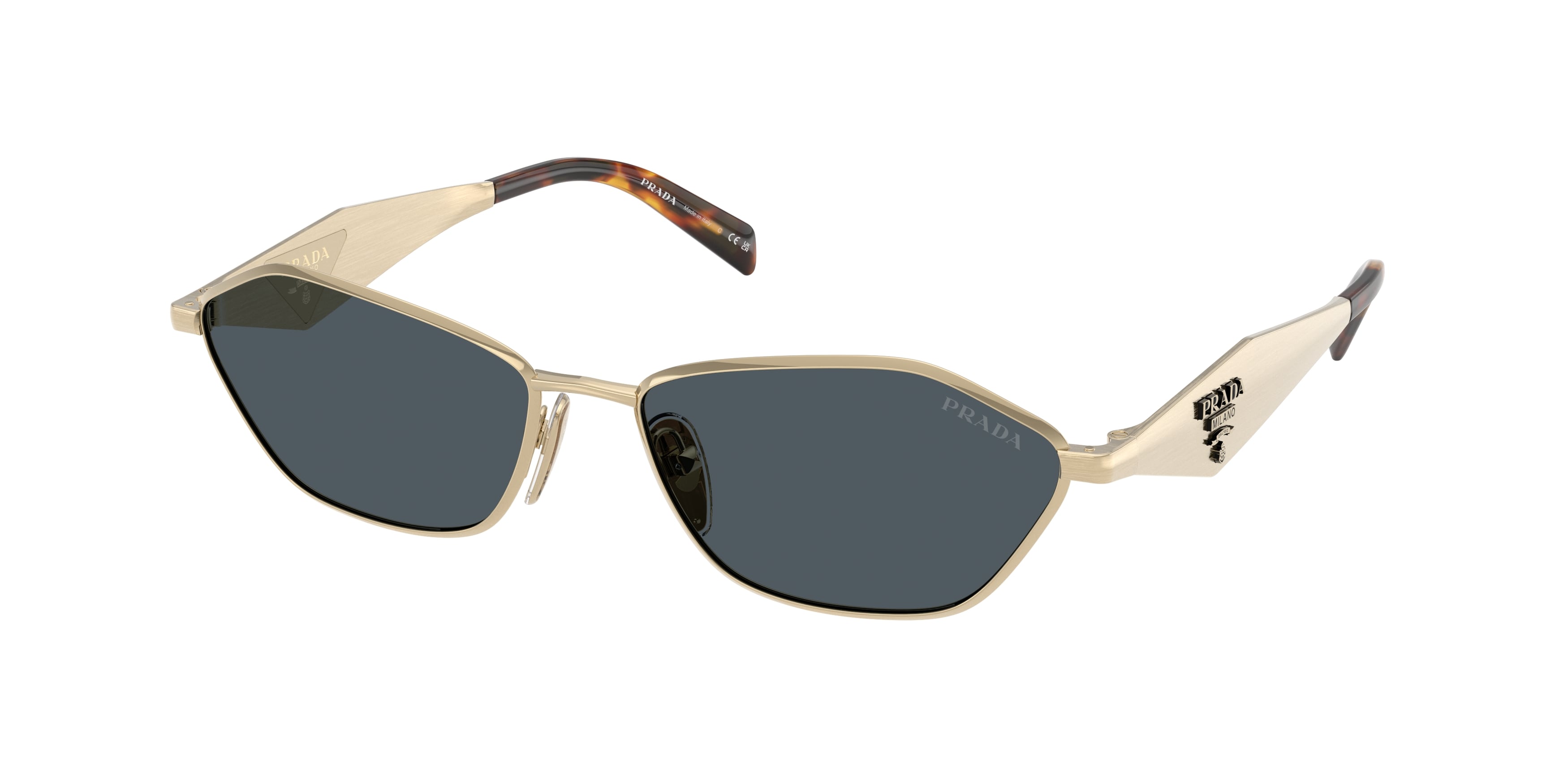 Prada Donna Prada PR D50S ZVN70B Occhiali da sole Metallo Oro Grigio Geometrica Normale Prada Donna Prada PR D50S ZVN70B Occhiali da sole Metallo Oro Grigio Geometrica Normale