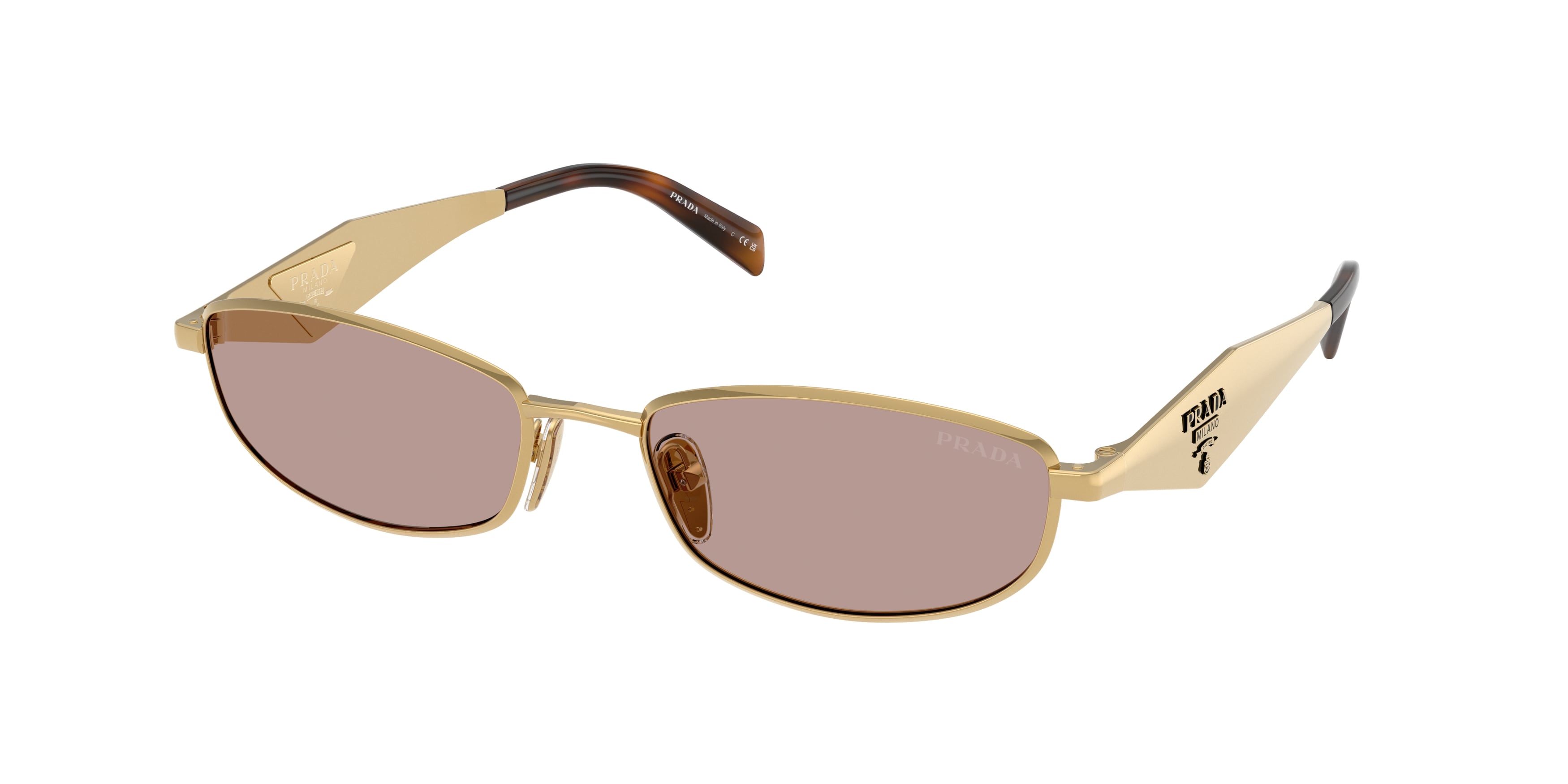 Prada Donna Prada PR D51S 5AK20I Occhiali da sole Metallo Oro Marrone Rotonda Normale Prada Donna Prada PR D51S 5AK20I Occhiali da sole Metallo Oro Marrone Rotonda Normale