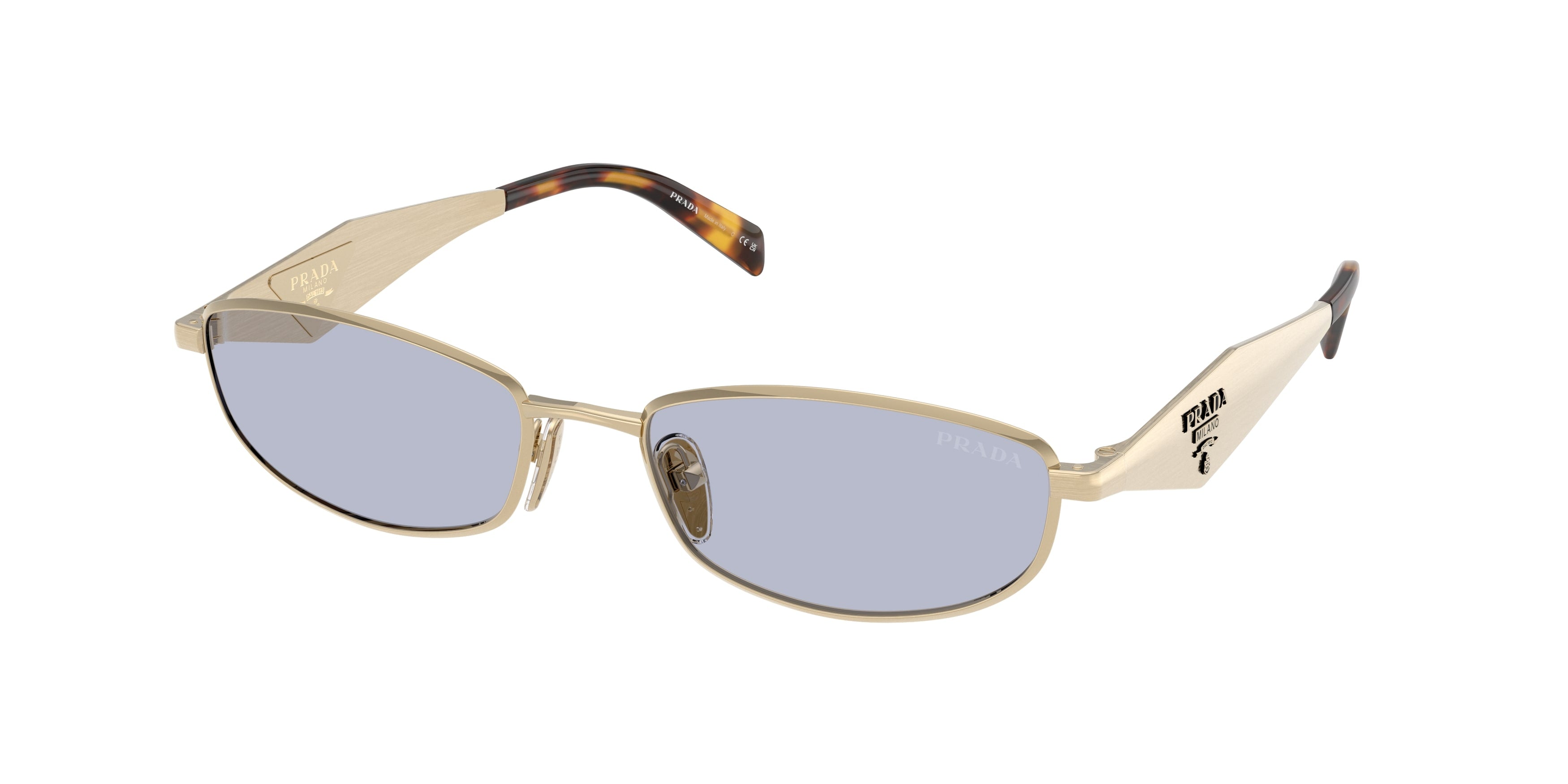 Prada Donna Prada PR D51S ZVN30X Occhiali da sole Metallo Oro Blu Rotonda Normale