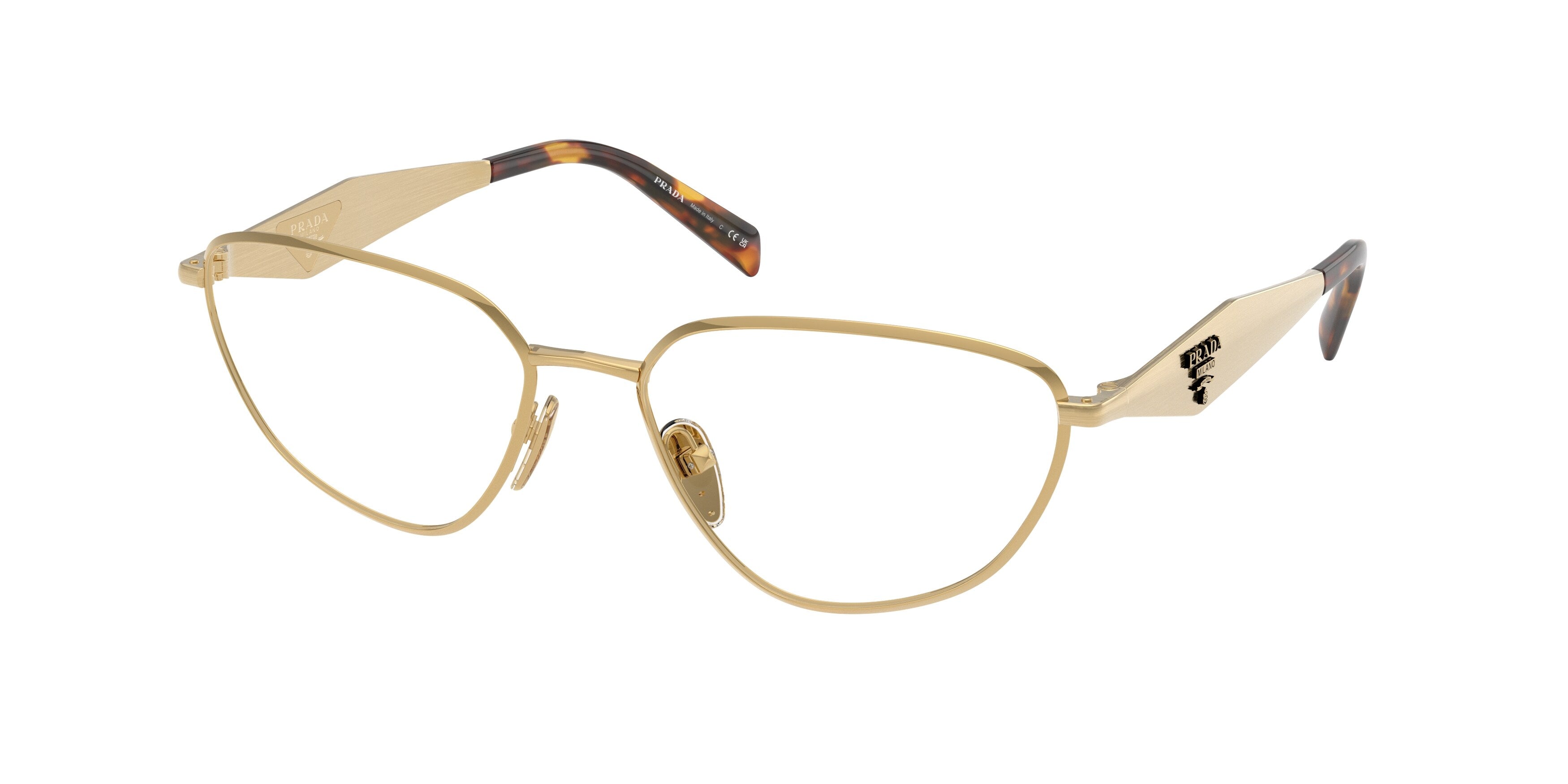 Prada Donna Prada PR D52V 24J1O1 Montature da vista Metallo Oro Trasparente Geometrica Normale Prada Donna Prada PR D52V 24J1O1 Montature da vista Metallo Oro Trasparente Geometrica Normale