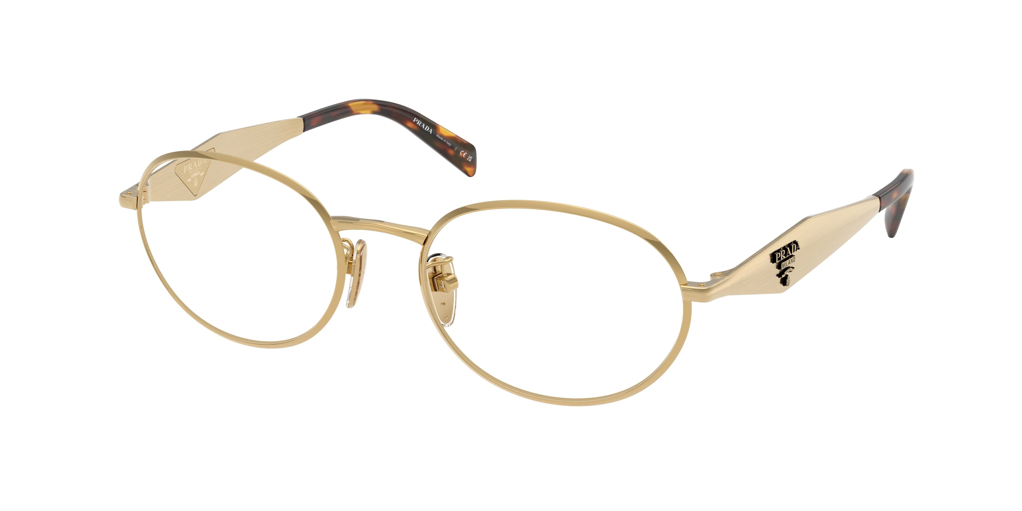 Prada Donna Prada PR D53VD 24J1O1 Montature da vista Metallo Oro Trasparente Rotonda Normale
