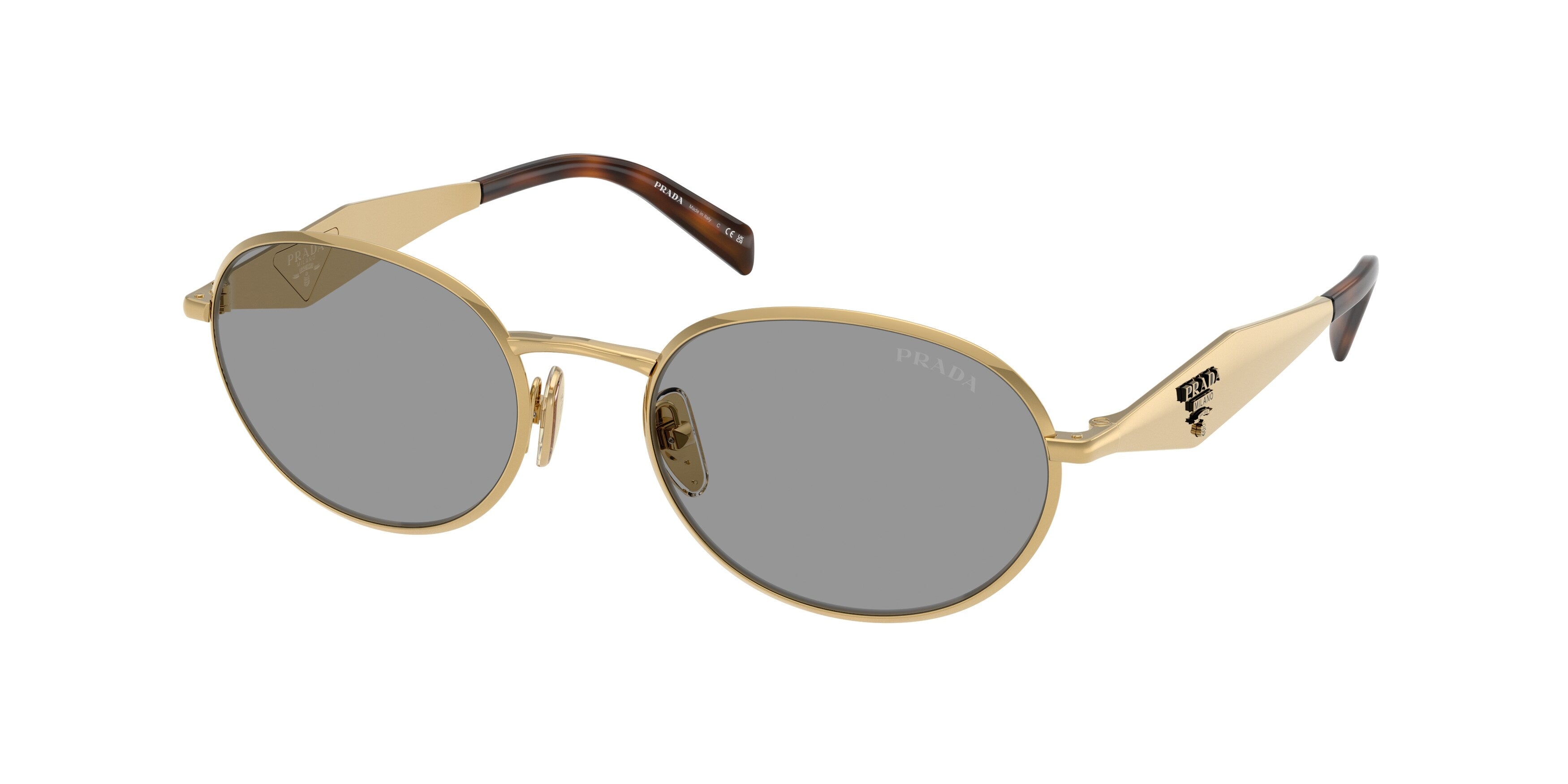 Prada Donna Prada PR D57S 5AK50Q Occhiali da sole Metallo Oro Grigio Rotonda Normale