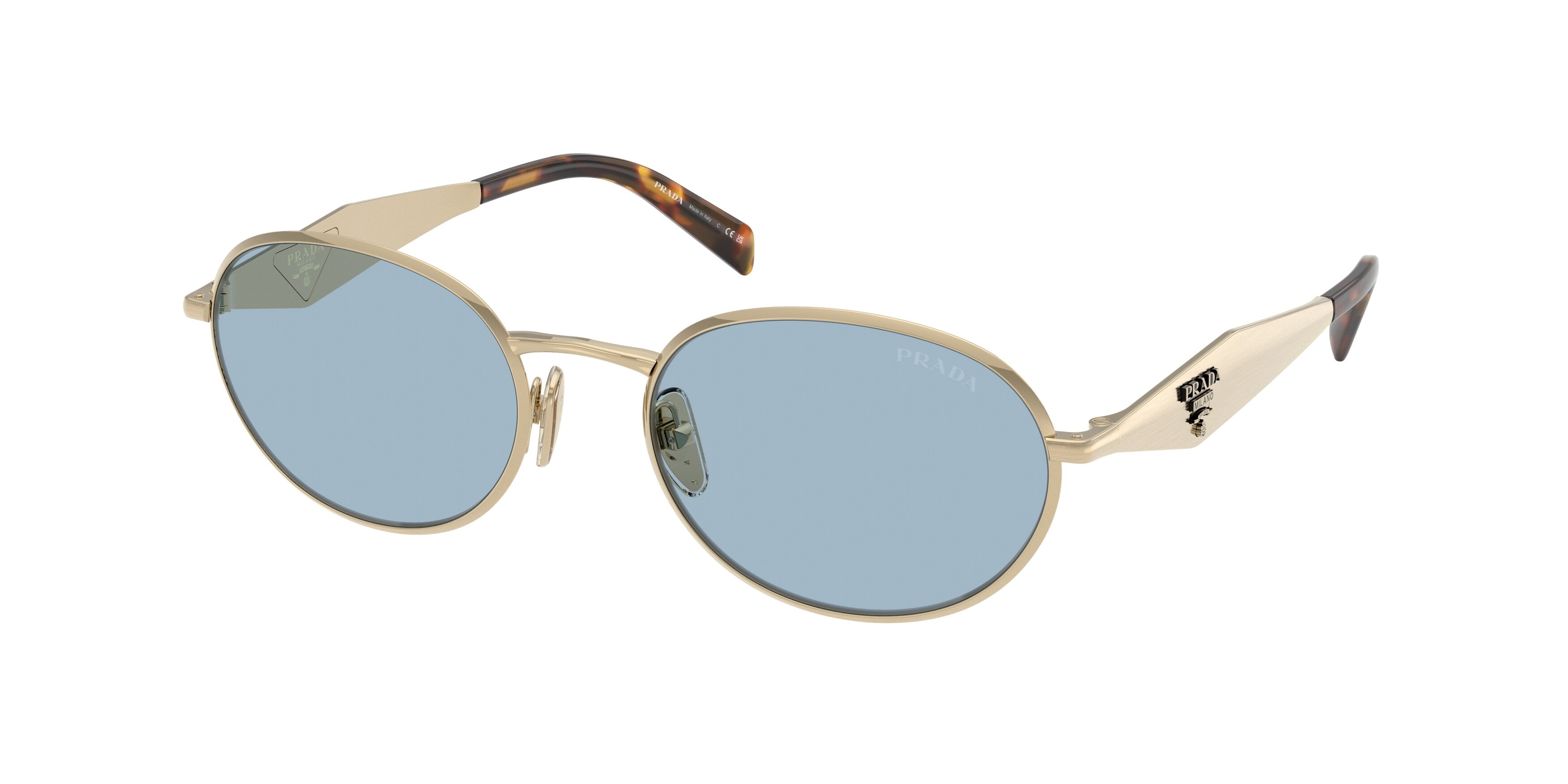 Prada Donna Prada PR D57S ZVN40Q Occhiali da sole Metallo Oro Blu Rotonda Normale Prada Donna Prada PR D57S ZVN40Q Occhiali da sole Metallo Oro Blu Rotonda Normale