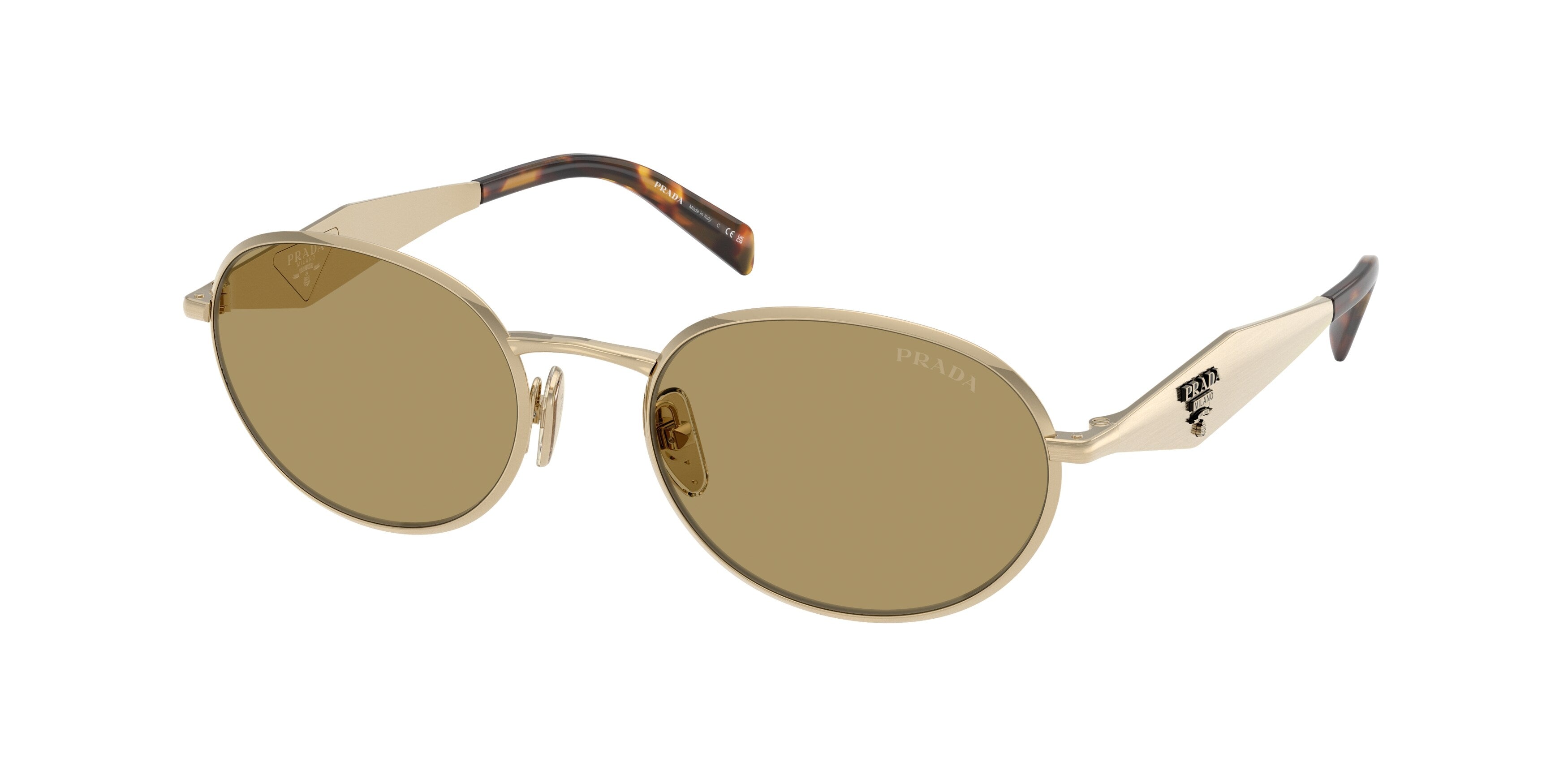 Prada Donna Prada PR D57S ZVN70G Occhiali da sole Metallo Oro Verde Rotonda Normale Prada Donna Prada PR D57S ZVN70G Occhiali da sole Metallo Oro Verde Rotonda Normale