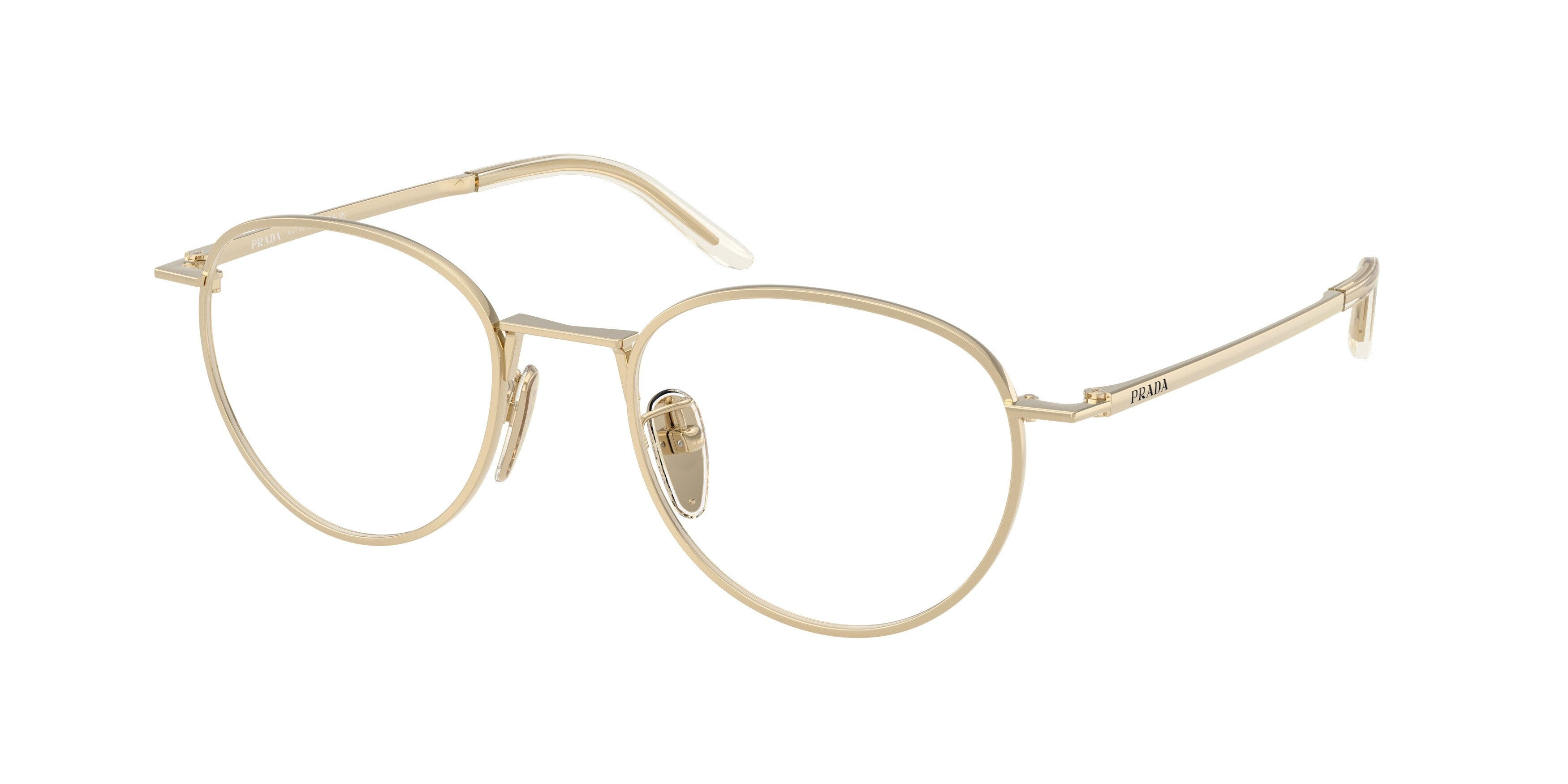 Prada Donna Prada PR D57VD ZVN1O1 Montature da vista Metallo Oro Trasparente Pantos Normale Prada Donna Prada PR D57VD ZVN1O1 Montature da vista Metallo Oro Trasparente Pantos Normale