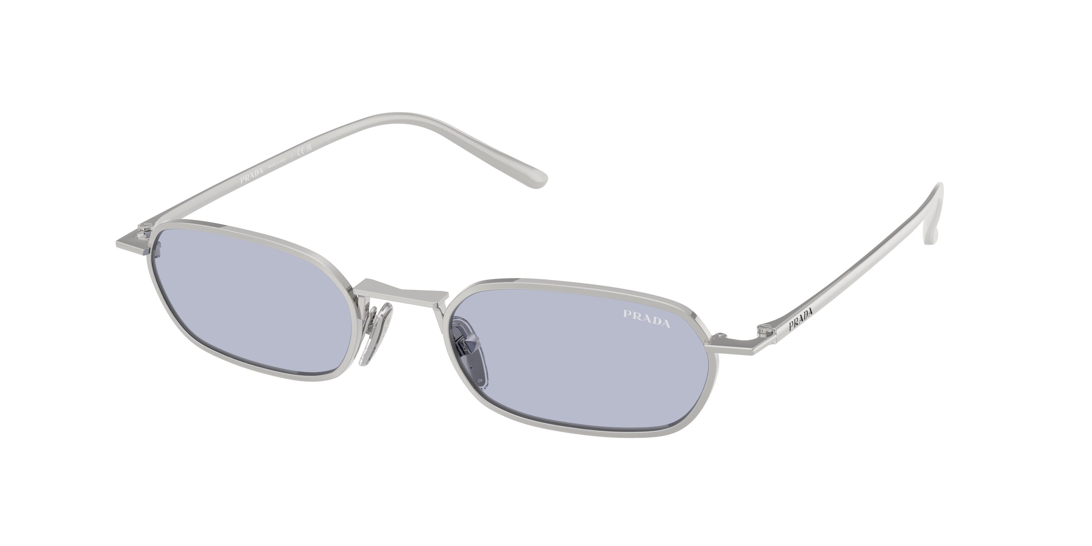 Prada Donna Prada PR D58S 1BC30X Occhiali da sole Metallo Argento Blu Rotonda Normale