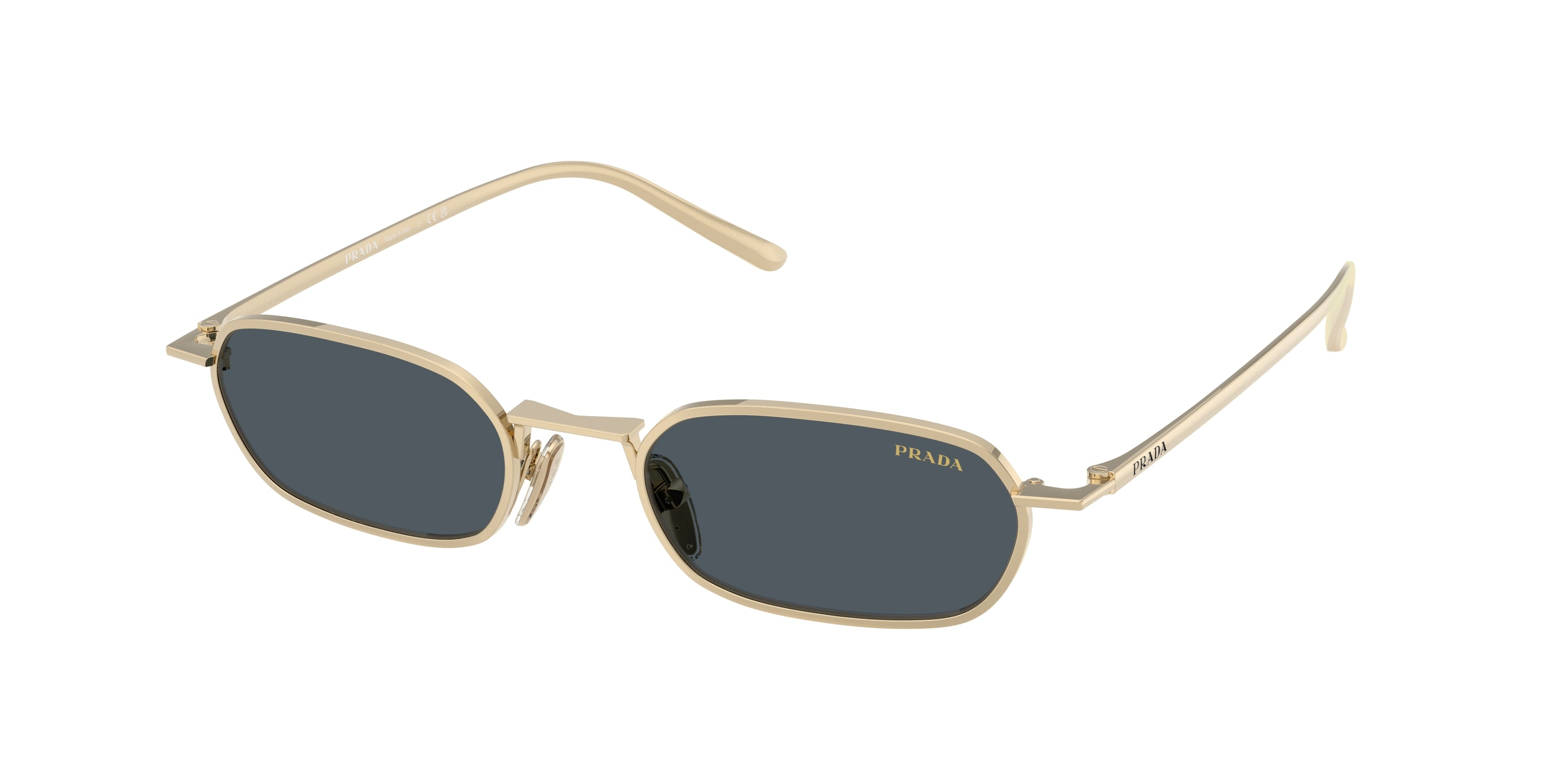 Prada Donna Prada PR D58S ZVN70B Occhiali da sole Metallo Oro Grigio Rotonda Normale