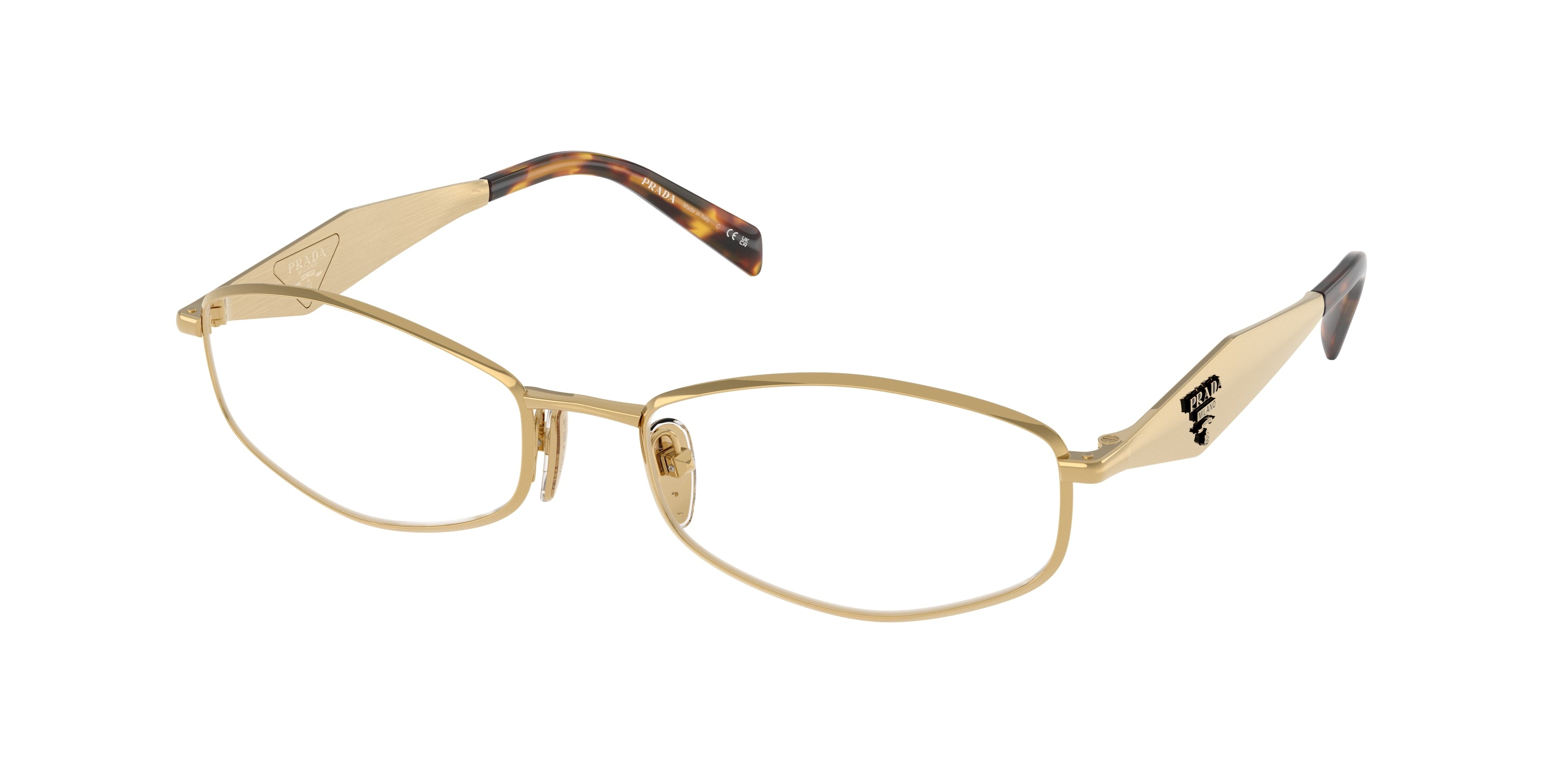 Prada Donna Prada PR D58V 5AK1O1 Montature da vista Metallo Oro Trasparente Rotonda Normale
