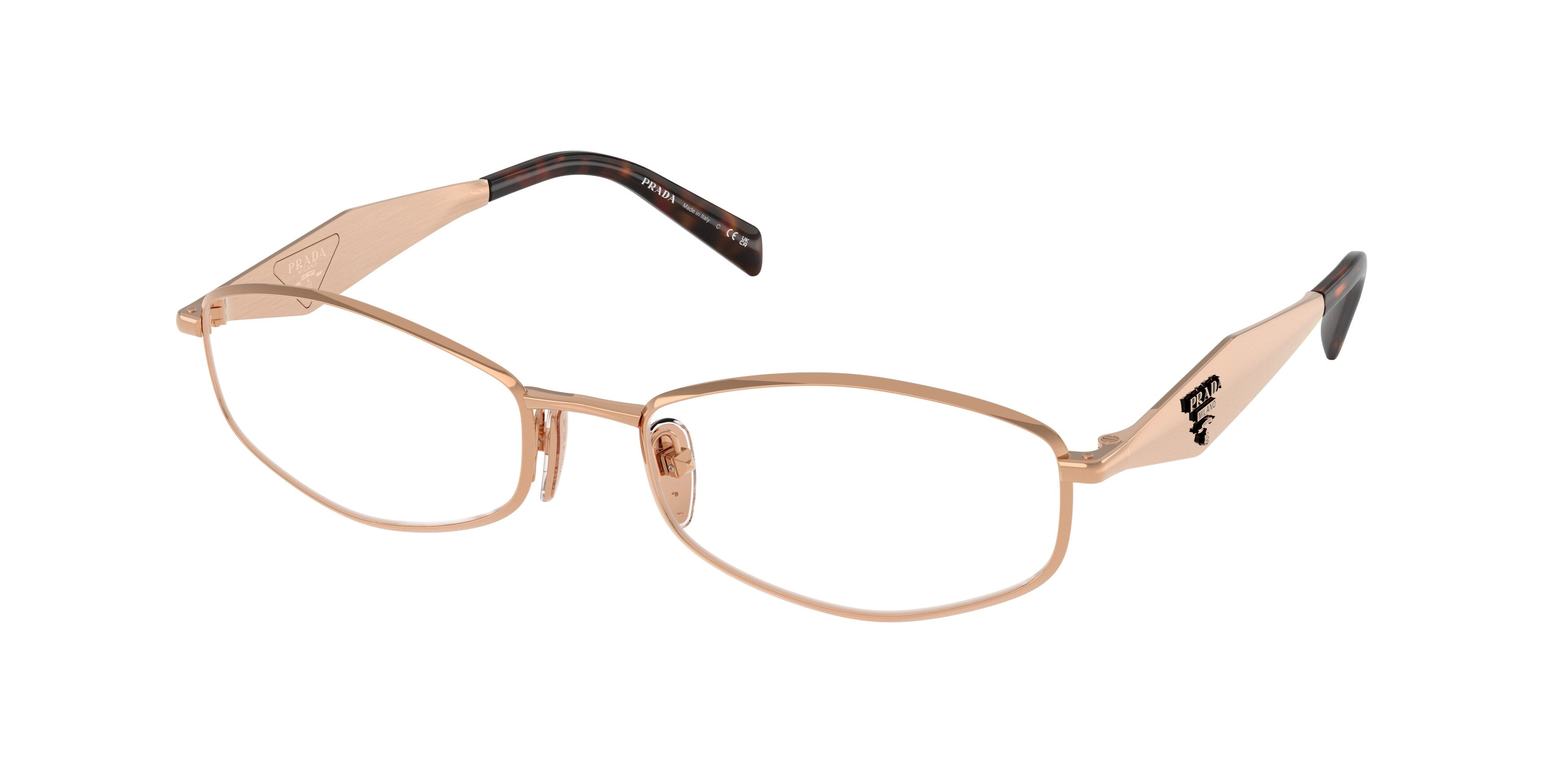 Prada Donna Prada PR D58V SVF1O1 Montature da vista Metallo Oro Trasparente Rotonda Normale