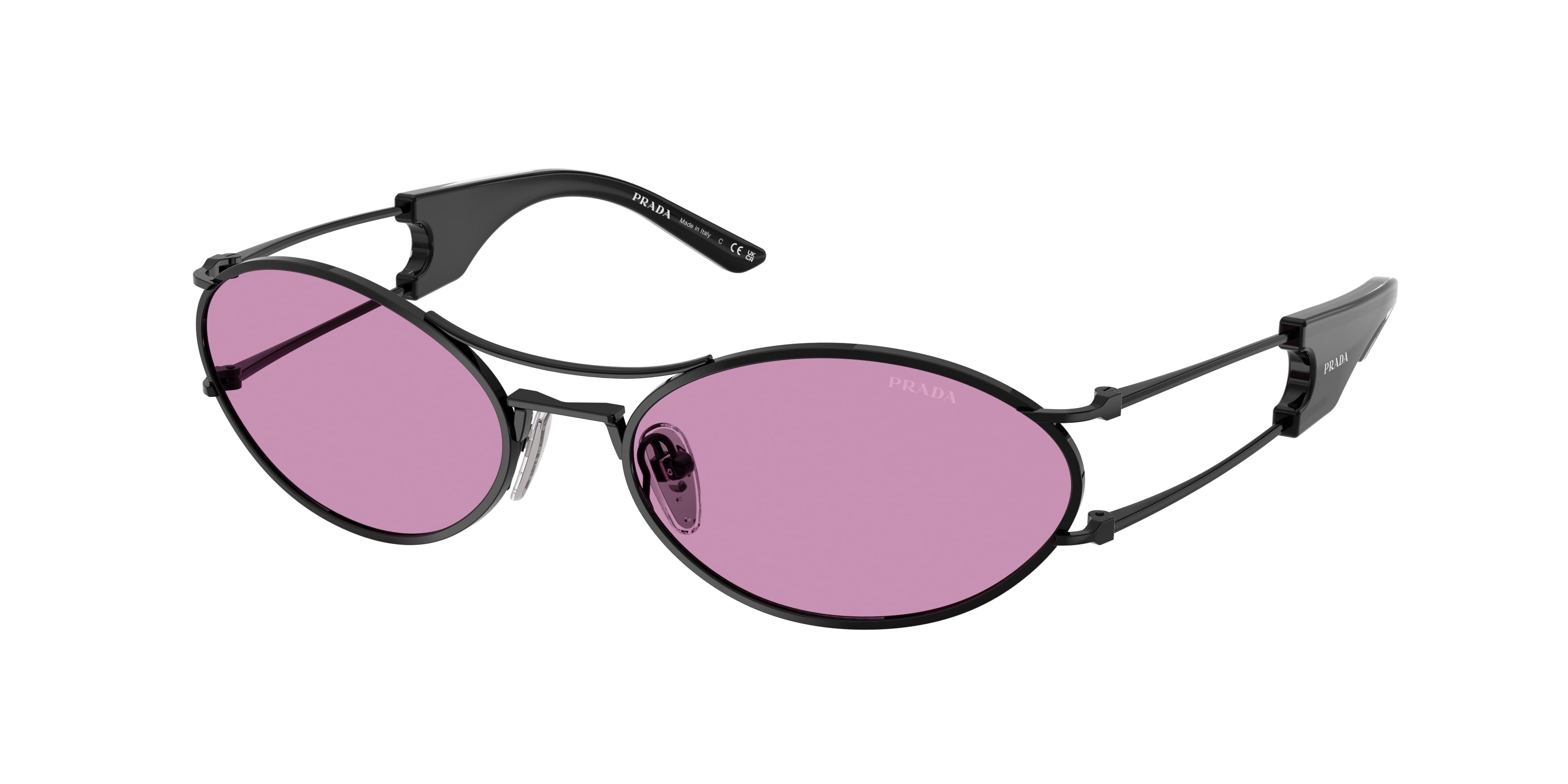 Prada Donna Prada PR D61S 1AB30G Occhiali da sole Metallo Nero Viola Rotonda Normale Prada Donna Prada PR D61S 1AB30G Occhiali da sole Metallo Nero Viola Rotonda Normale