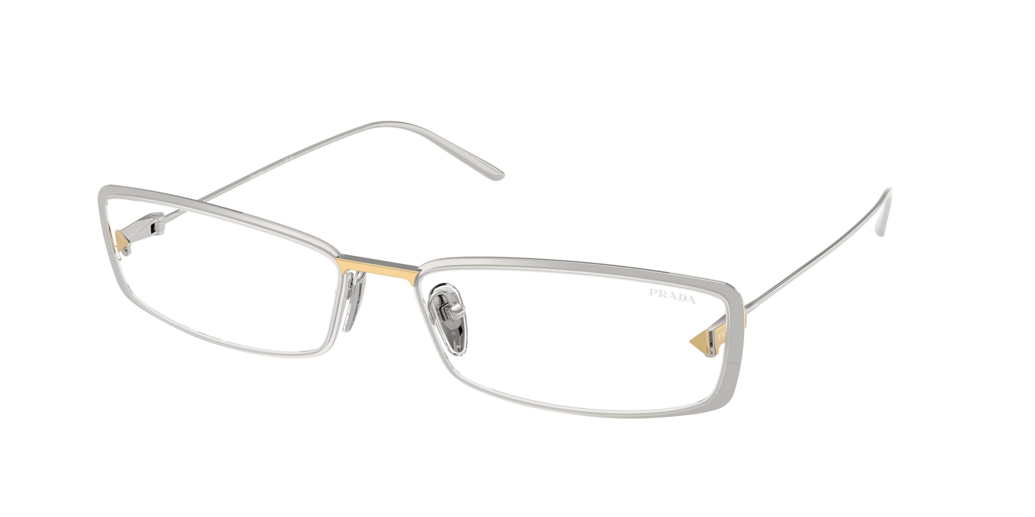 Prada Donna Prada PR D67S 1BC10W Montature da vista Metallo Argento Trasparente Farfalla Normale