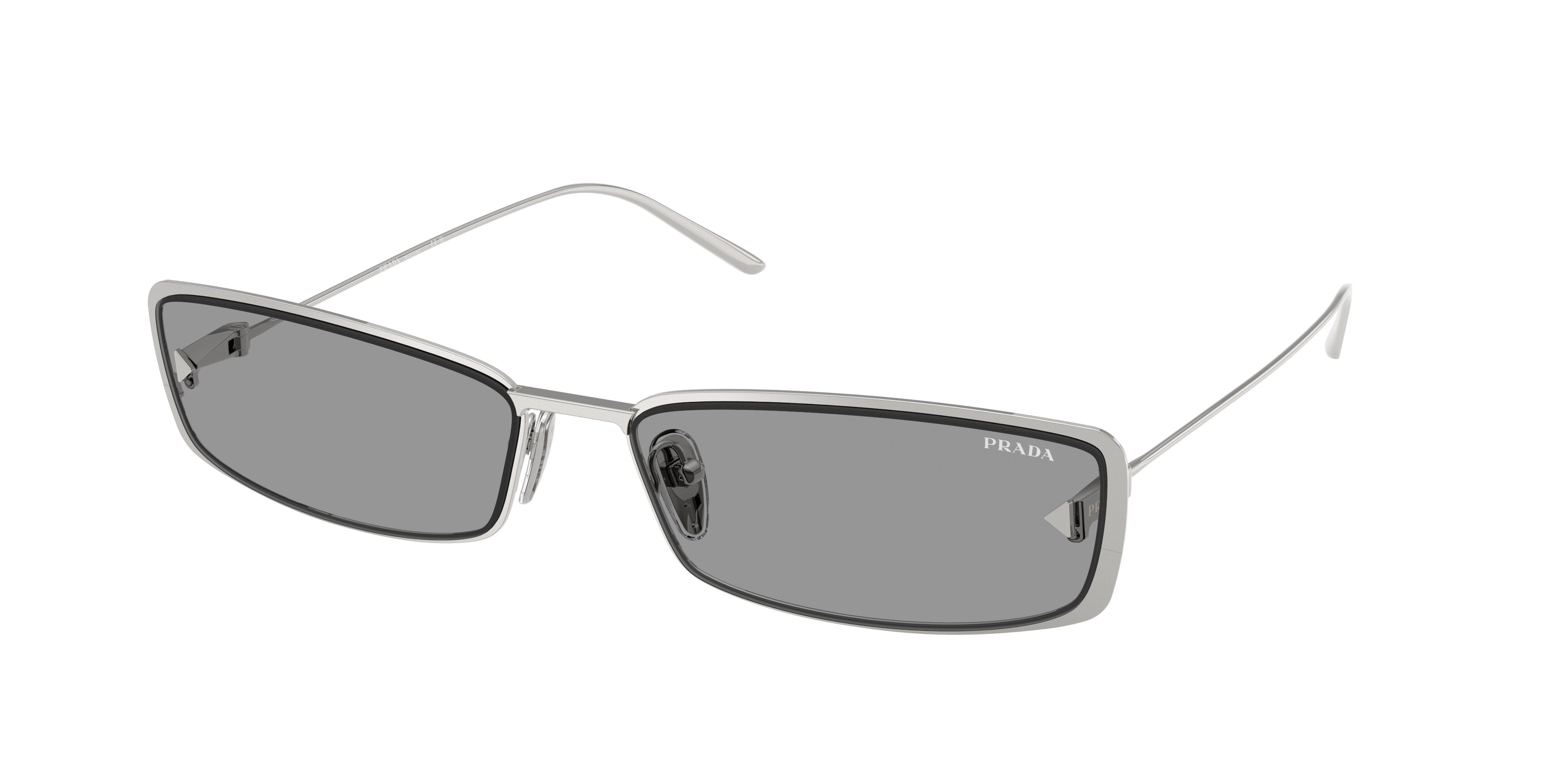 Prada Donna Prada PR D67S 1BC50Q Occhiali da sole Metallo Argento Grigio Farfalla Normale Prada Donna Prada PR D67S 1BC50Q Occhiali da sole Metallo Argento Grigio Farfalla Normale