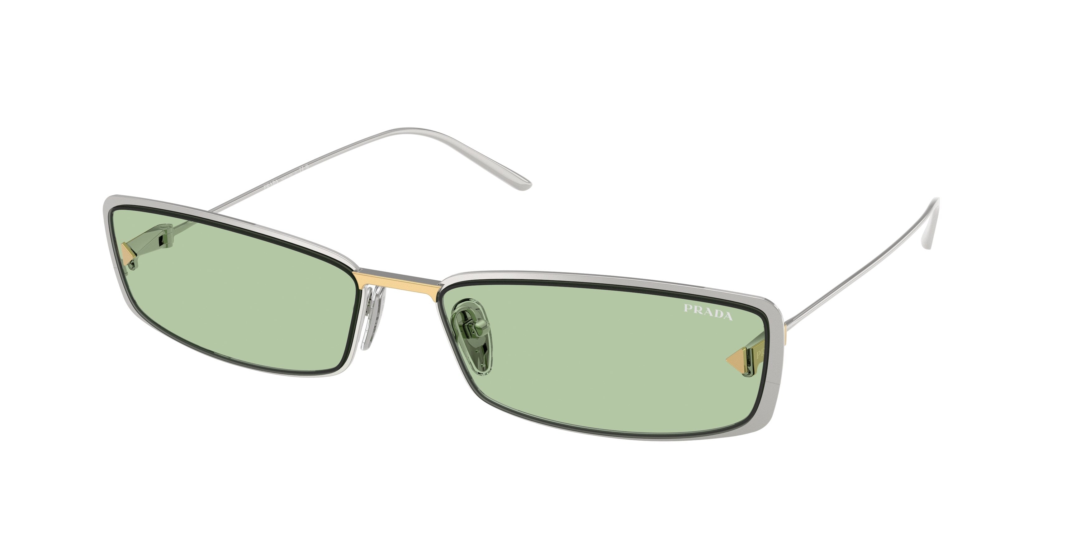 Prada Donna Prada PR D67S 1BC61C Occhiali da sole Metallo Argento Verde Farfalla Normale Prada Donna Prada PR D67S 1BC61C Occhiali da sole Metallo Argento Verde Farfalla Normale