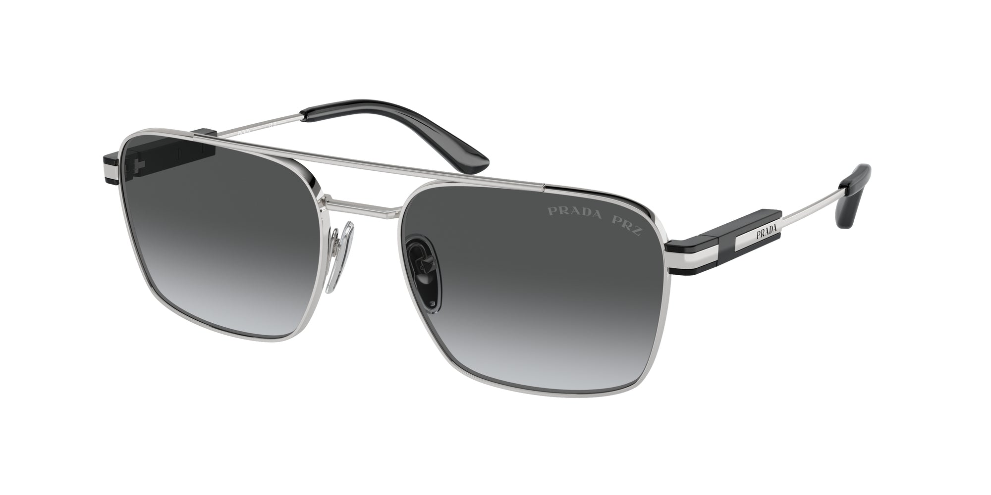 Prada Unisex Prada PR 67ZS 1BC5W1 Occhiali da sole Metallo Argento Grigio Pillow Polarizzata Sfumato Prada Unisex Prada PR 67ZS 1BC5W1 Occhiali da sole Metallo Argento Grigio Pillow Polarizzata Sfumato