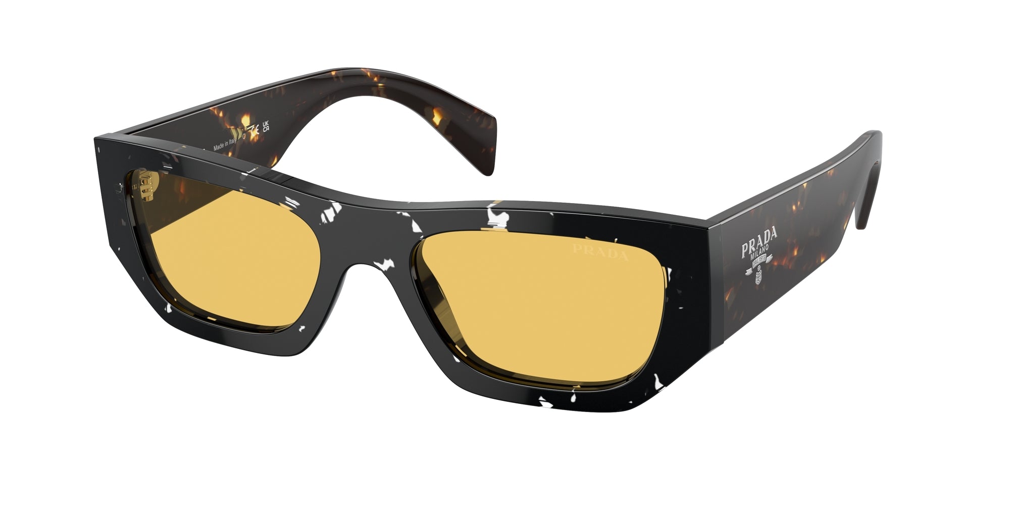 Prada Unisex Prada PR A01S 15O10C Occhiali da sole Acetato Marrone Giallo Pillow Normale Prada Unisex Prada PR A01S 15O10C Occhiali da sole Acetato Marrone Giallo Pillow Normale