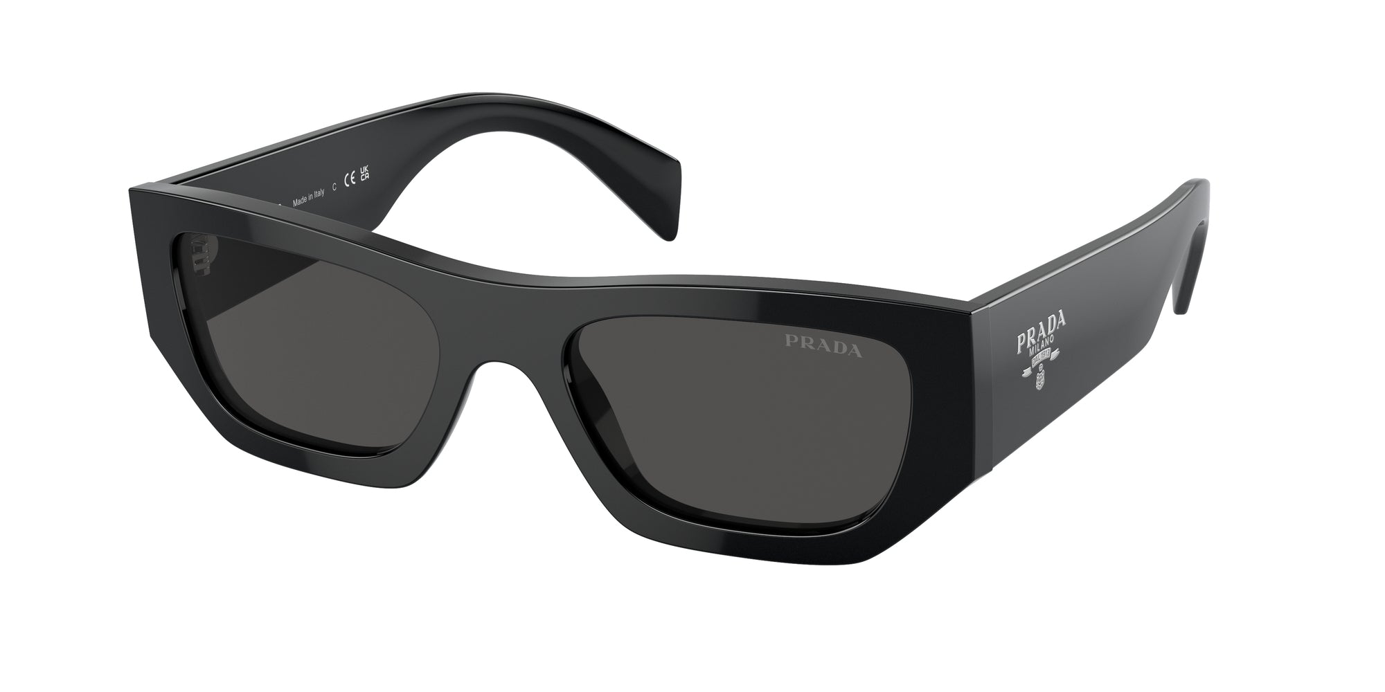 Prada Unisex Prada PR A01S 16K08Z Occhiali da sole Acetato Nero Grigio Pillow Normale
