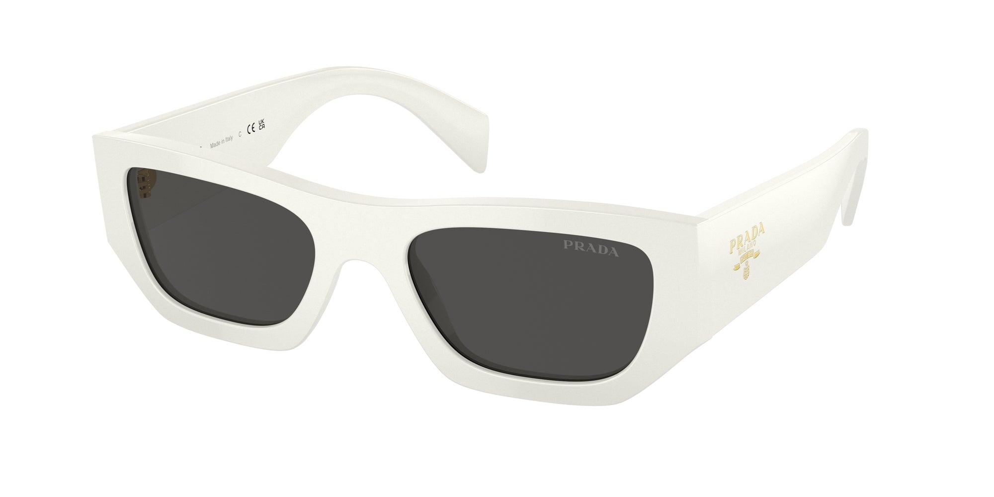 Prada Unisex Prada PR A01S 17K08Z Occhiali da sole Acetato Bianco Grigio Pillow Normale