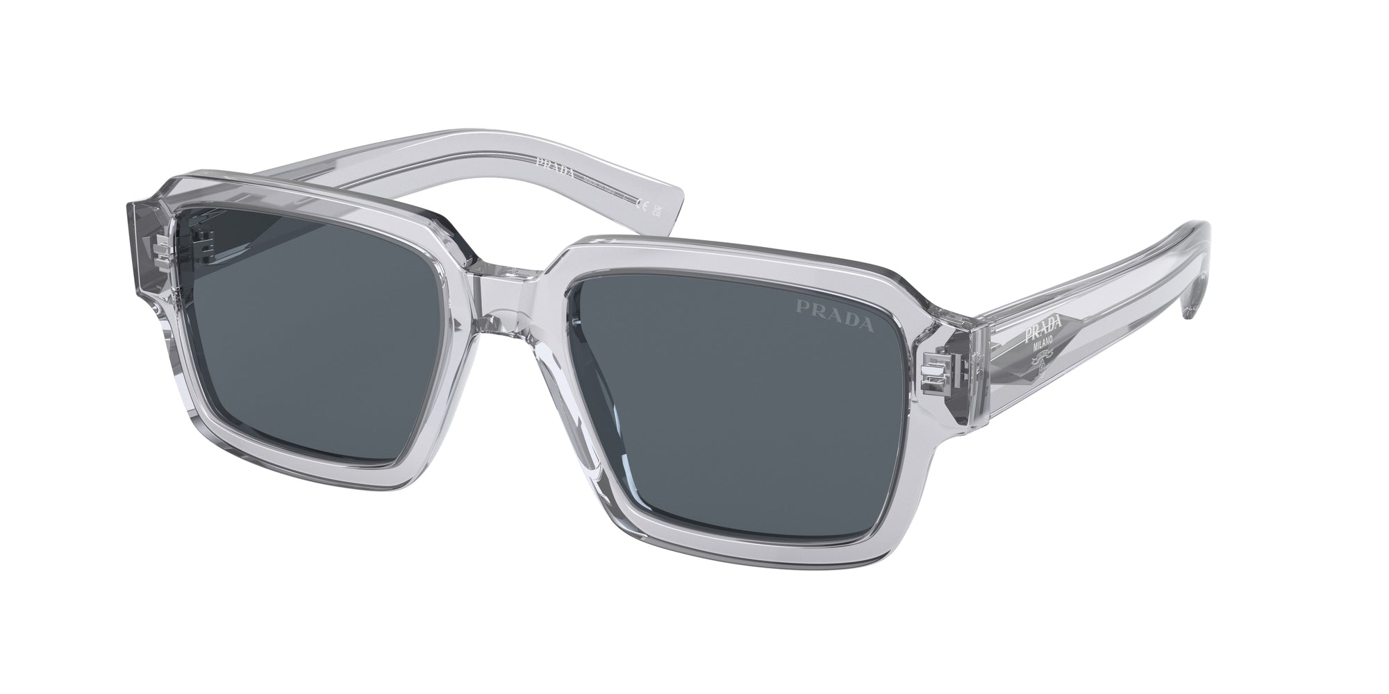 Prada Uomo Prada PR 02ZS U430A9 Occhiali da sole Acetato Grigio Blu Squadrata Normale Prada Uomo Prada PR 02ZS U430A9 Occhiali da sole Acetato Grigio Blu Squadrata Normale