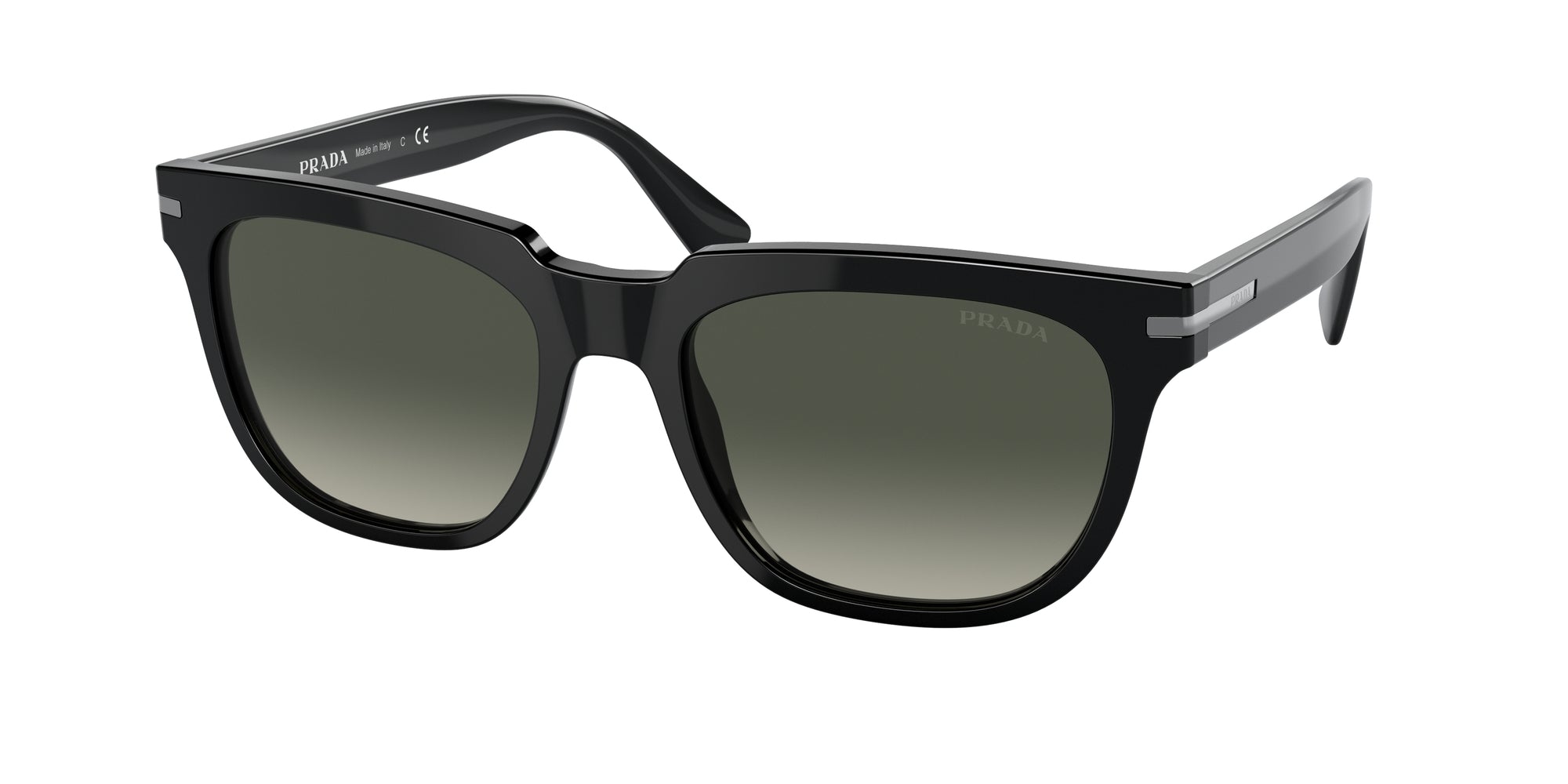 Prada Uomo Prada PR 04YS 1AB2D0 Occhiali da sole Acetato Nero Grigio Pillow Normale Sfumato