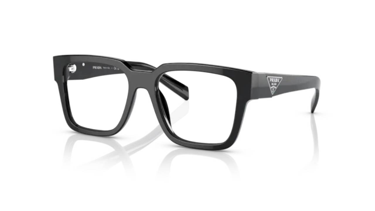 Prada Uomo Prada PR 08ZV 1AB1O1 Montature da vista Acetato Nero Squadrata Normale