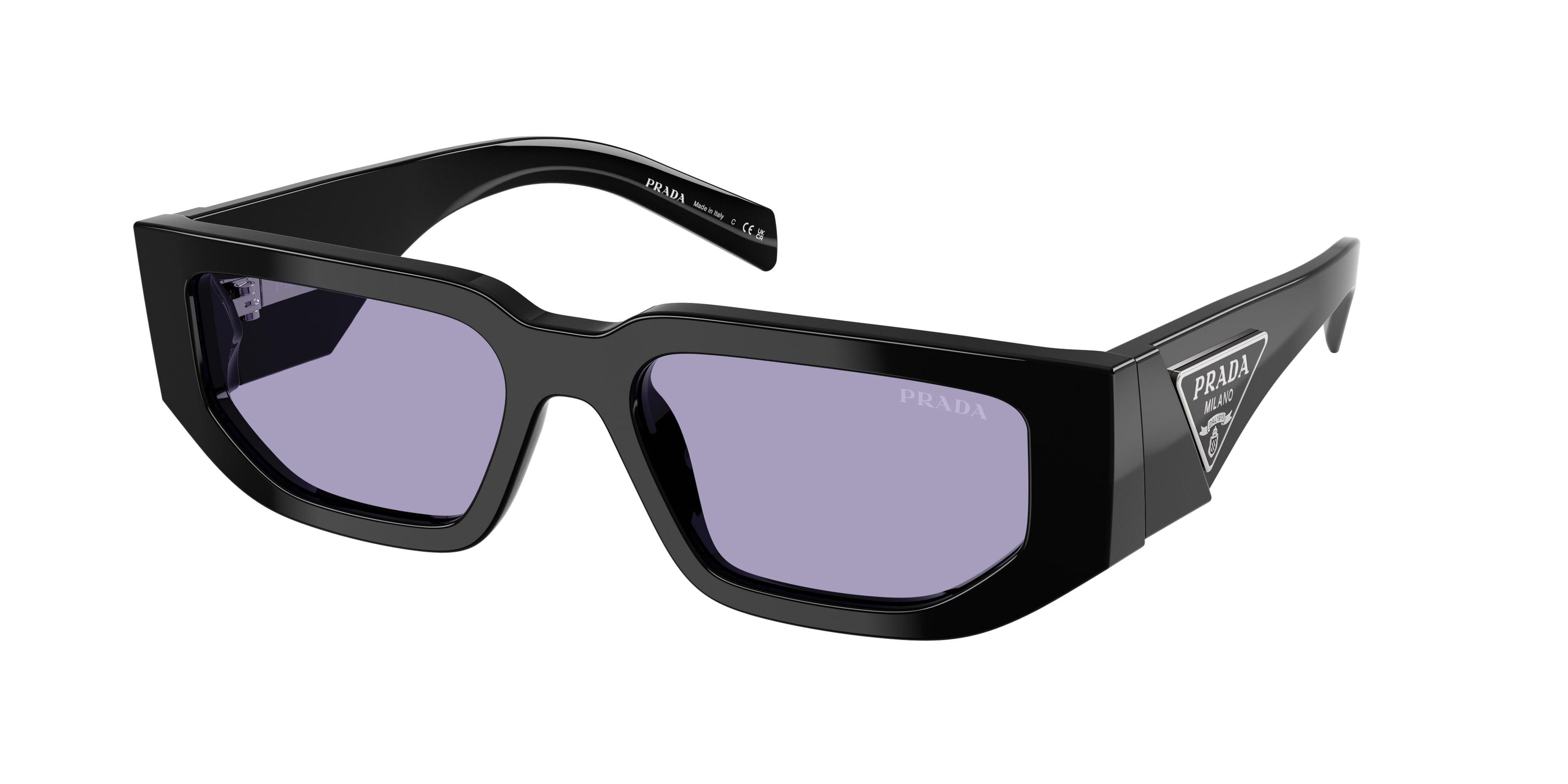 Prada Uomo Prada PR 09ZS 16K01O Occhiali da sole Acetato Nero Viola Squadrata Normale