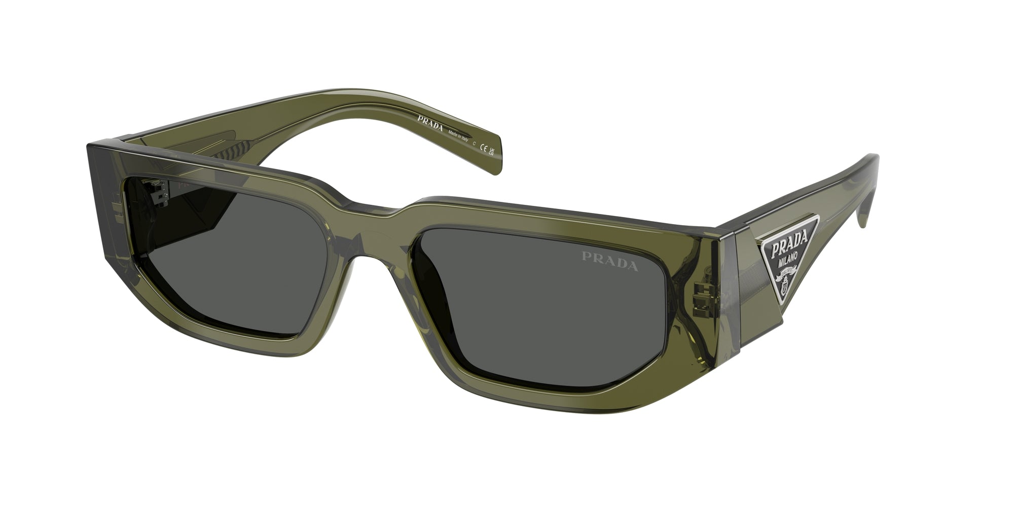 Prada Uomo Prada PR 09ZS 25A40L Occhiali da sole Acetato Verde Grigio Squadrata Normale