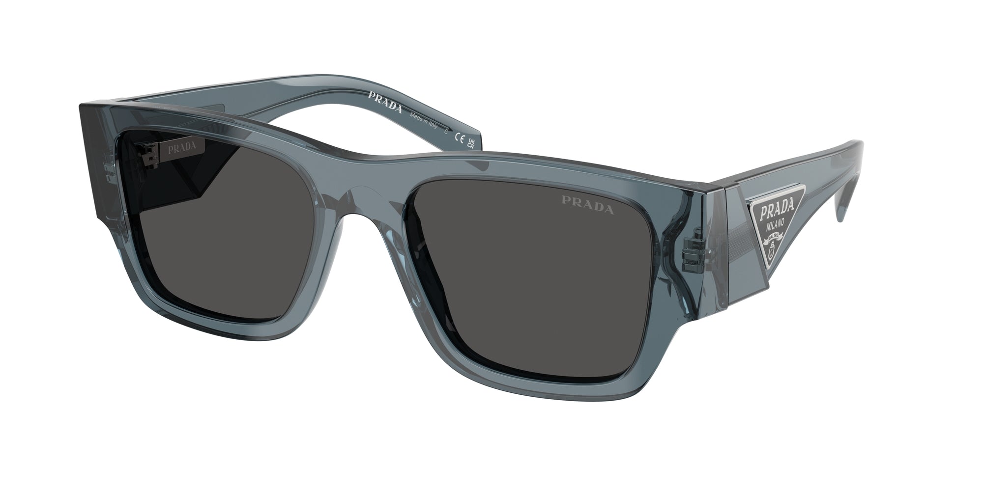 Prada Uomo Prada PR 10ZS 17T08Z Occhiali da sole Acetato Blu Grigio Pillow Normale