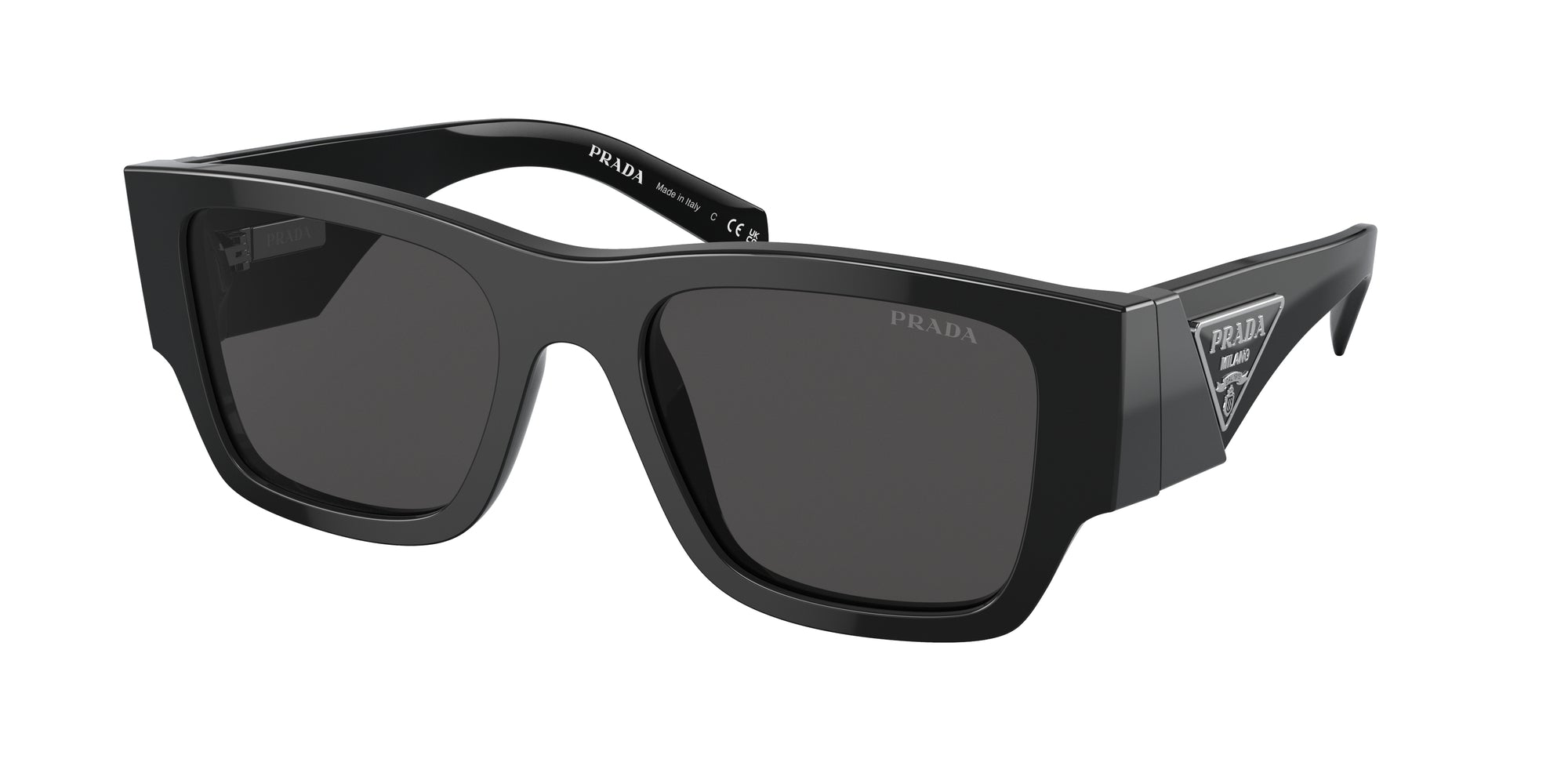 Prada Uomo Prada PR 10ZS 1AB5S0 Occhiali da sole Acetato Nero Grigio Pillow Normale