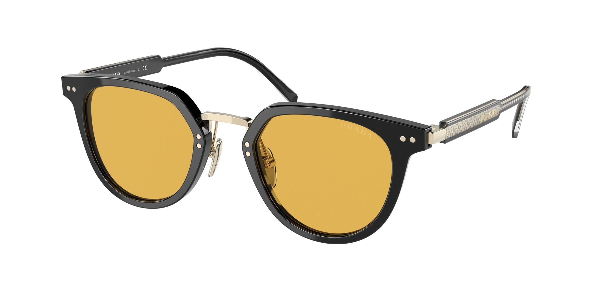 Prada Uomo Prada PR 17YS AAV07M Occhiali da sole Acetato Nero Giallo Pantos Normale Prada Uomo Prada PR 17YS AAV07M Occhiali da sole Acetato Nero Giallo Pantos Normale
