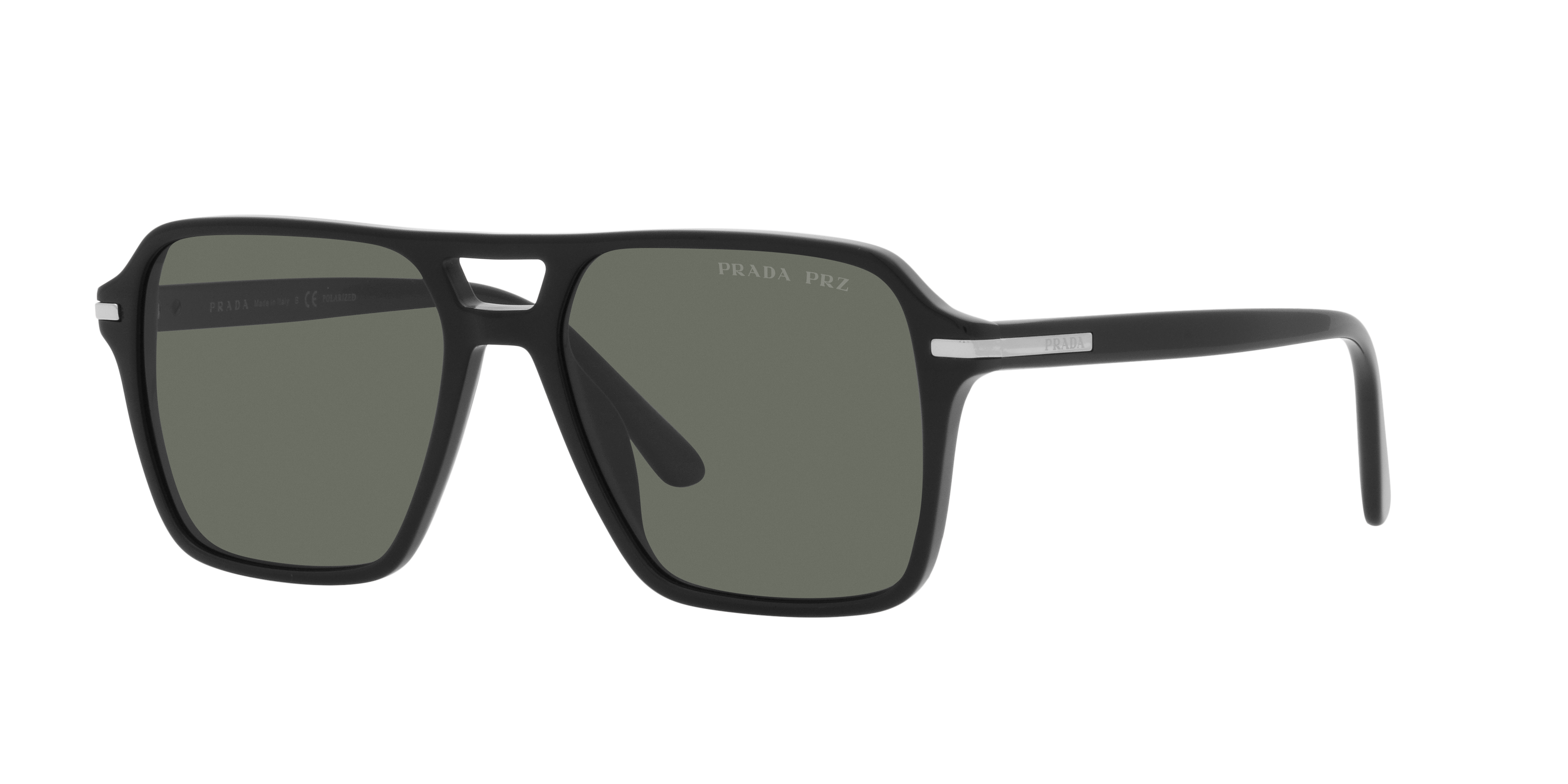 Prada Uomo Prada PR 20YS 1AB03R Occhiali da sole Acetato Nero Verde Pilot Polarizzata Prada Uomo Prada PR 20YS 1AB03R Occhiali da sole Acetato Nero Verde Pilot Polarizzata