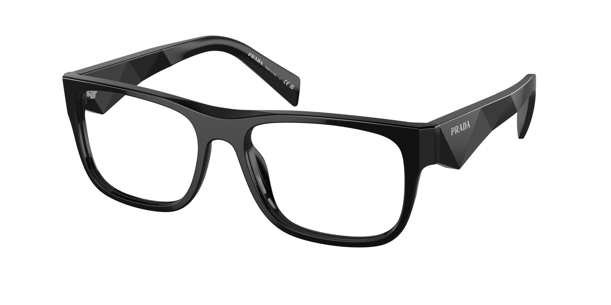 Prada Uomo Prada PR 22ZV 16K1O1 Montature da vista Acetato Nero Pillow Normale