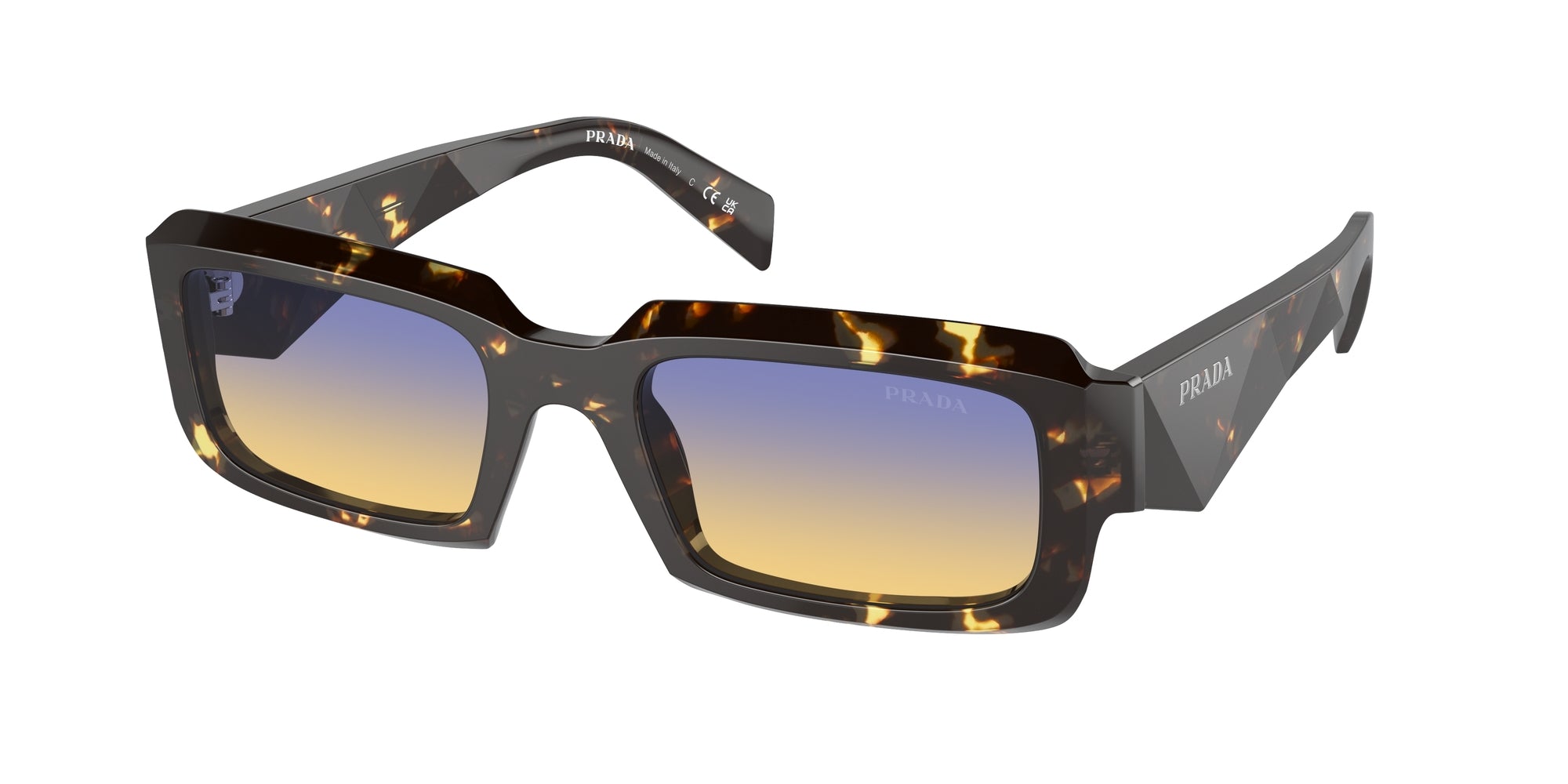 Prada Uomo Prada PR 27ZS 16O50E Occhiali da sole Acetato Marrone Blu Geometrica Normale Sfumato