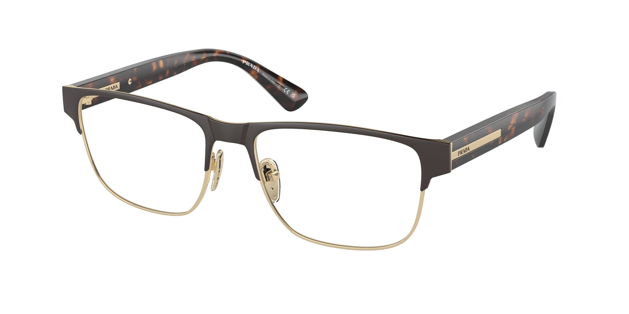 Prada Uomo Prada PR 57ZV 01U1O1 Montature da vista Metallo Marrone Trasparente Pillow Normale Prada Uomo Prada PR 57ZV 01U1O1 Montature da vista Metallo Marrone Trasparente Pillow Normale
