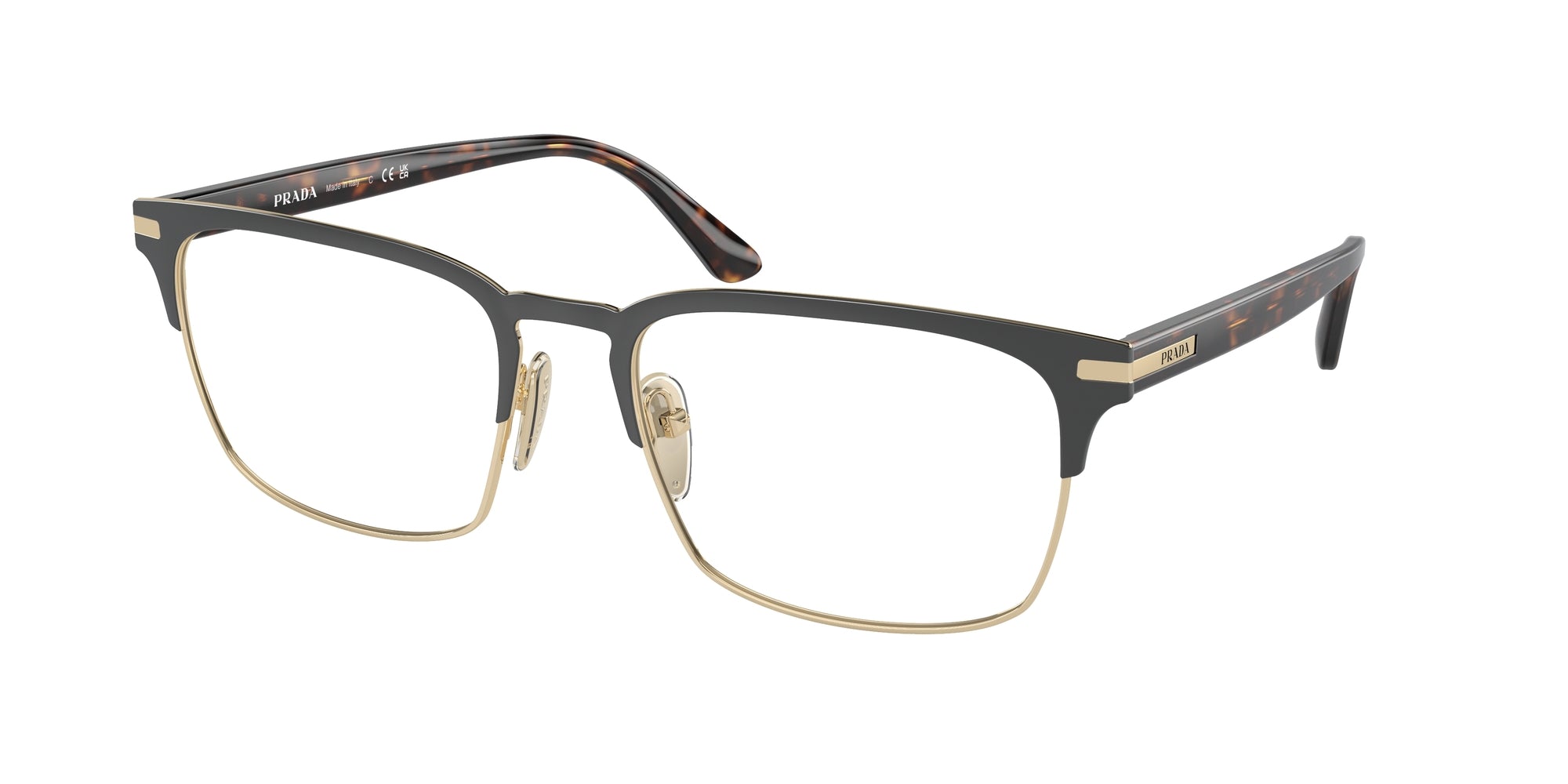Prada Uomo Prada PR 58ZV 01U1O1 Montature da vista Acciaio Marrone Squadrata Normale