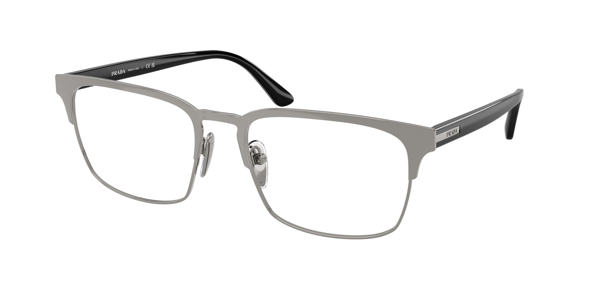 Prada Uomo Prada PR 58ZV 5AV1O1 Montature da vista Acciaio Grigio Squadrata Normale