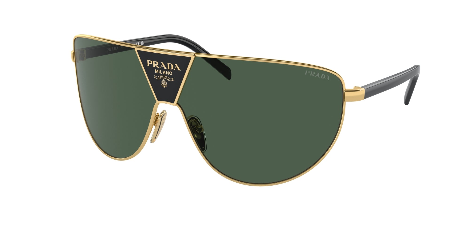 Prada Uomo Prada PR 69ZS 5AK05V Occhiali da sole Metallo Oro Verde Squadrata Normale