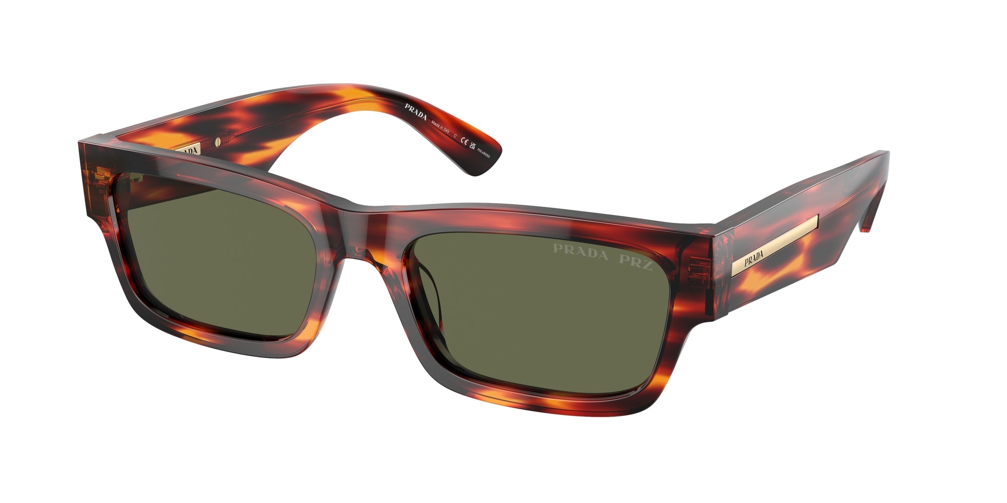 Prada Uomo Prada PR A03S 13O03R Occhiali da sole Acetato Marrone Verde Squadrata Polarizzata Prada Uomo Prada PR A03S 13O03R Occhiali da sole Acetato Marrone Verde Squadrata Polarizzata