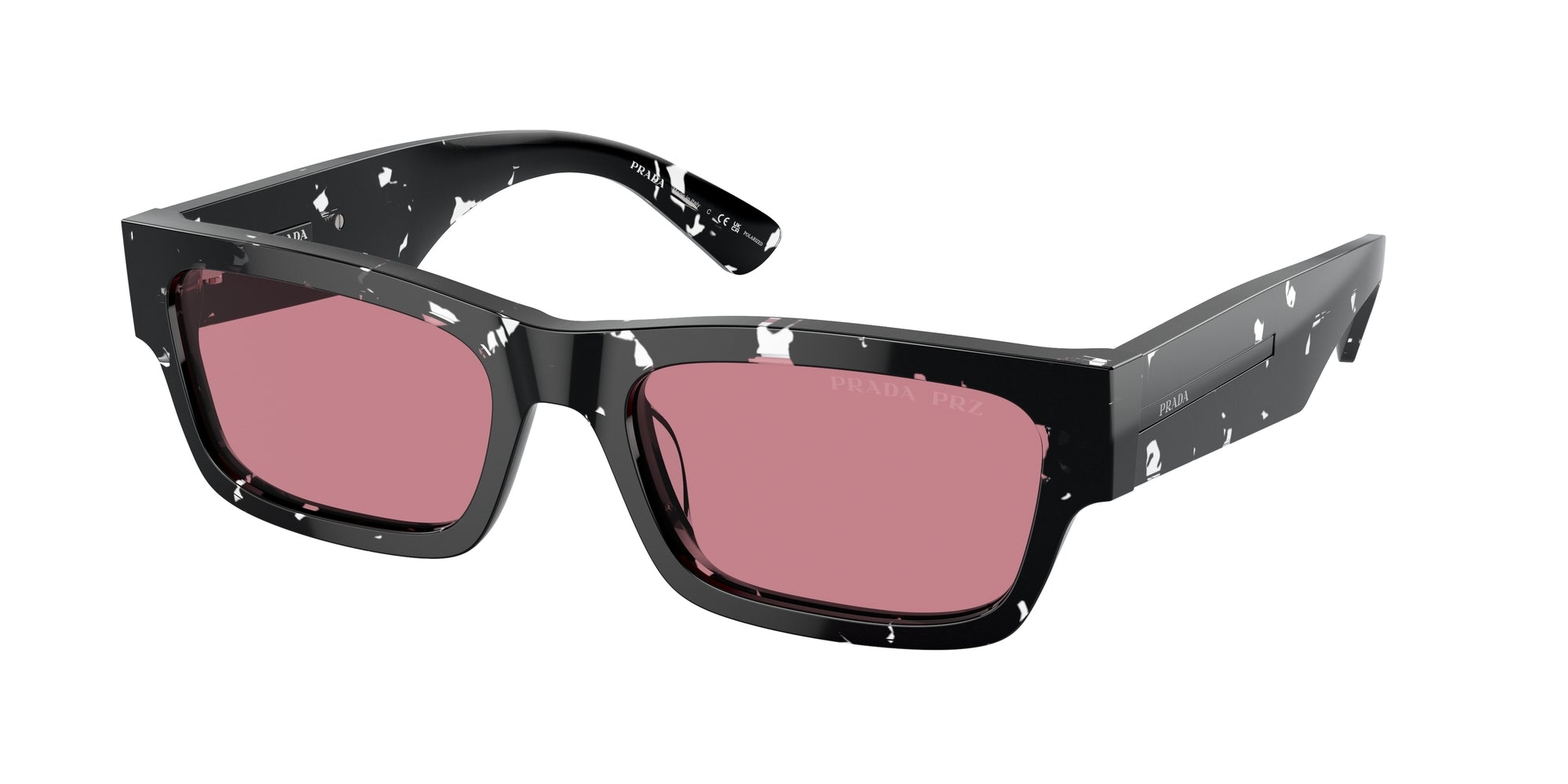Prada Uomo Prada PR A03S 15O70C Occhiali da sole Acetato Marrone Rosso Squadrata Polarizzata
