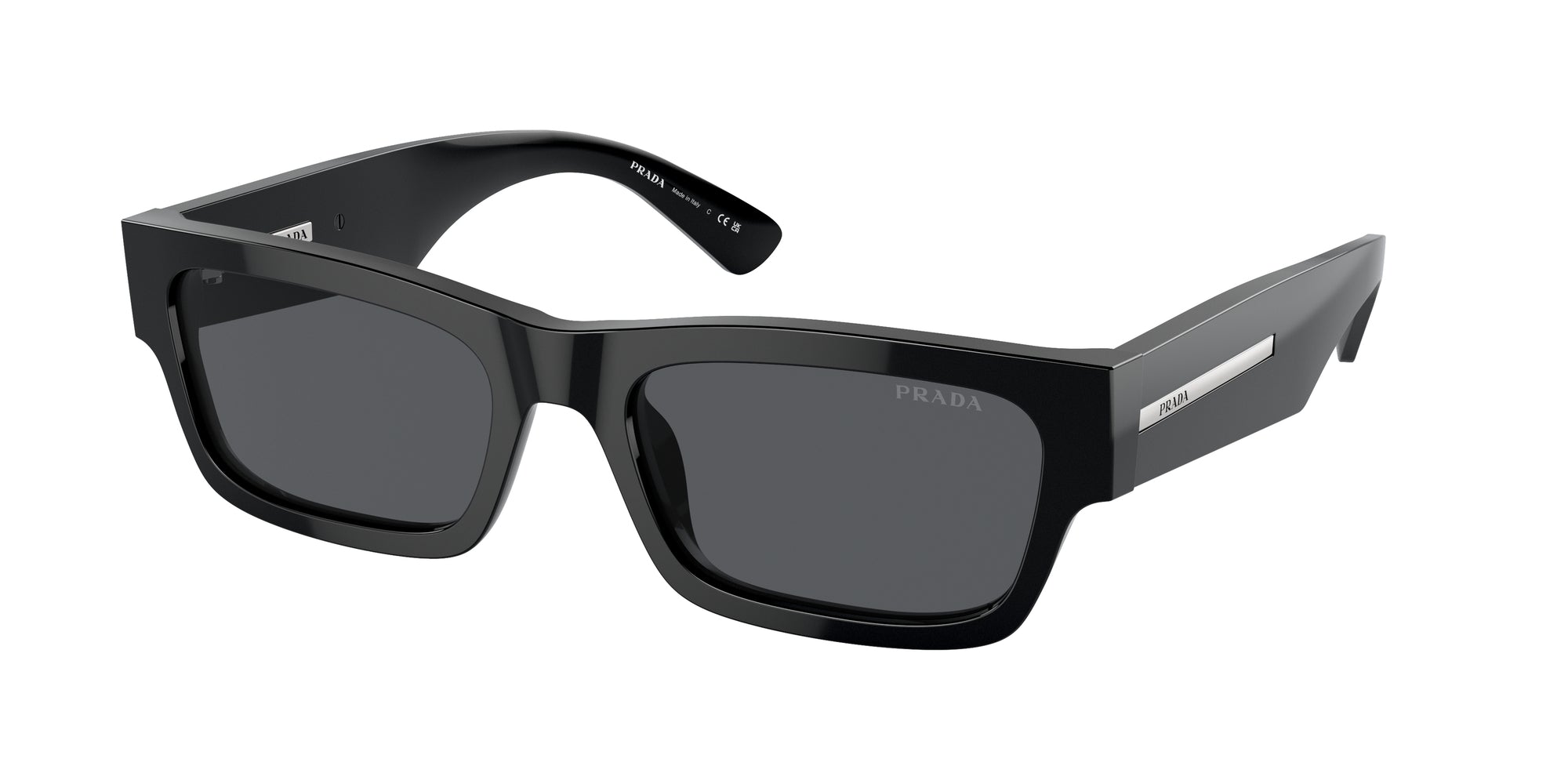 Prada Uomo Prada PR A03S 16K07T Occhiali da sole Acetato Nero Blu Squadrata Normale